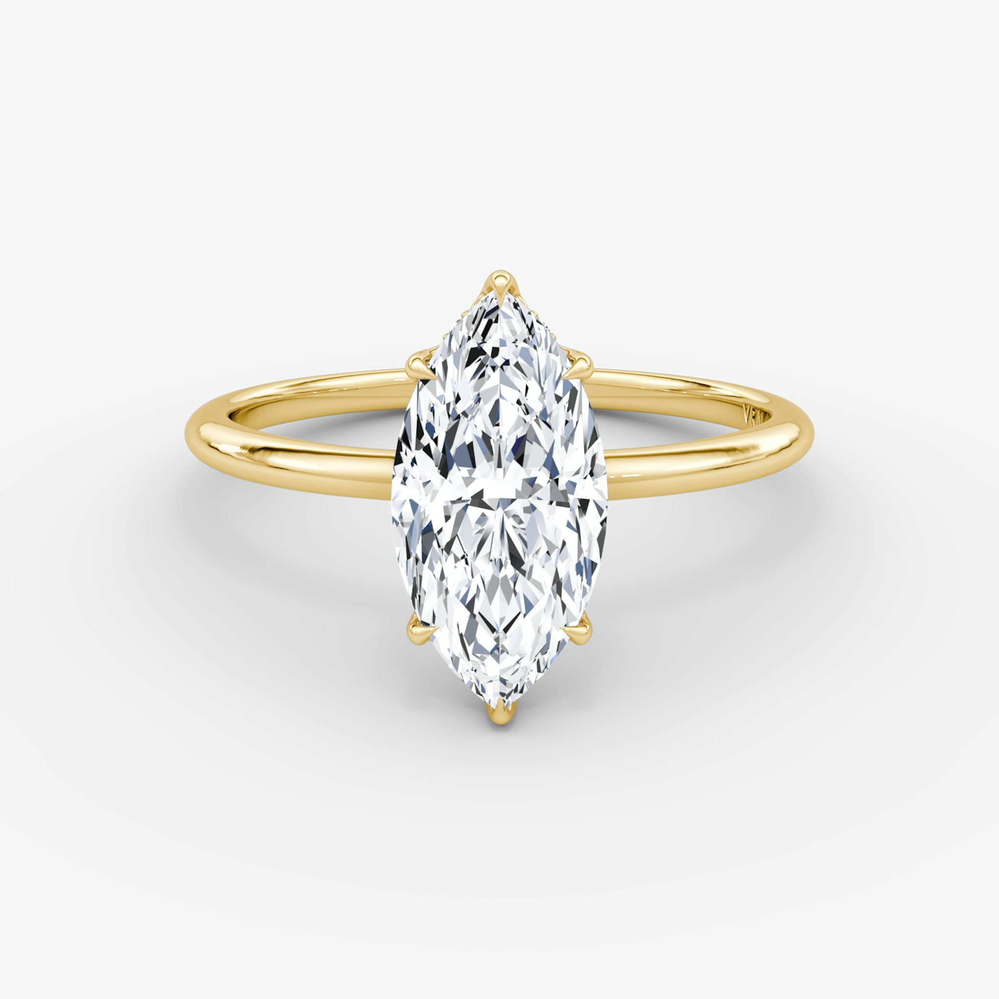The Signature | Marquise | 18k | Yellow Gold | bandAccent: Plain | bandWidth: standard | hiddenHalo: yes | diamondOrientation: vertical | caratWeight: other