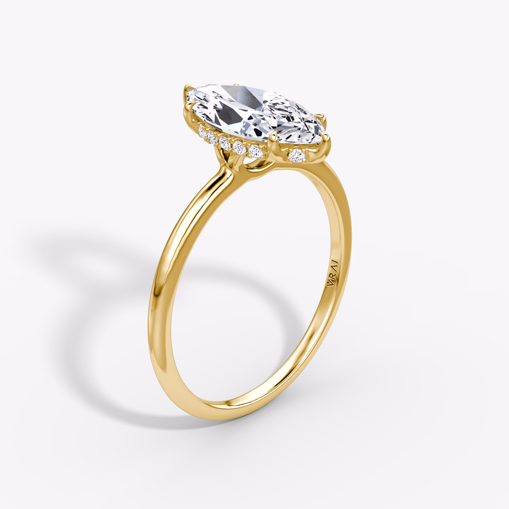 The Signature | Marquise | 18k | Yellow Gold | bandAccent: Plain | bandWidth: standard | hiddenHalo: yes | diamondOrientation: vertical | caratWeight: other