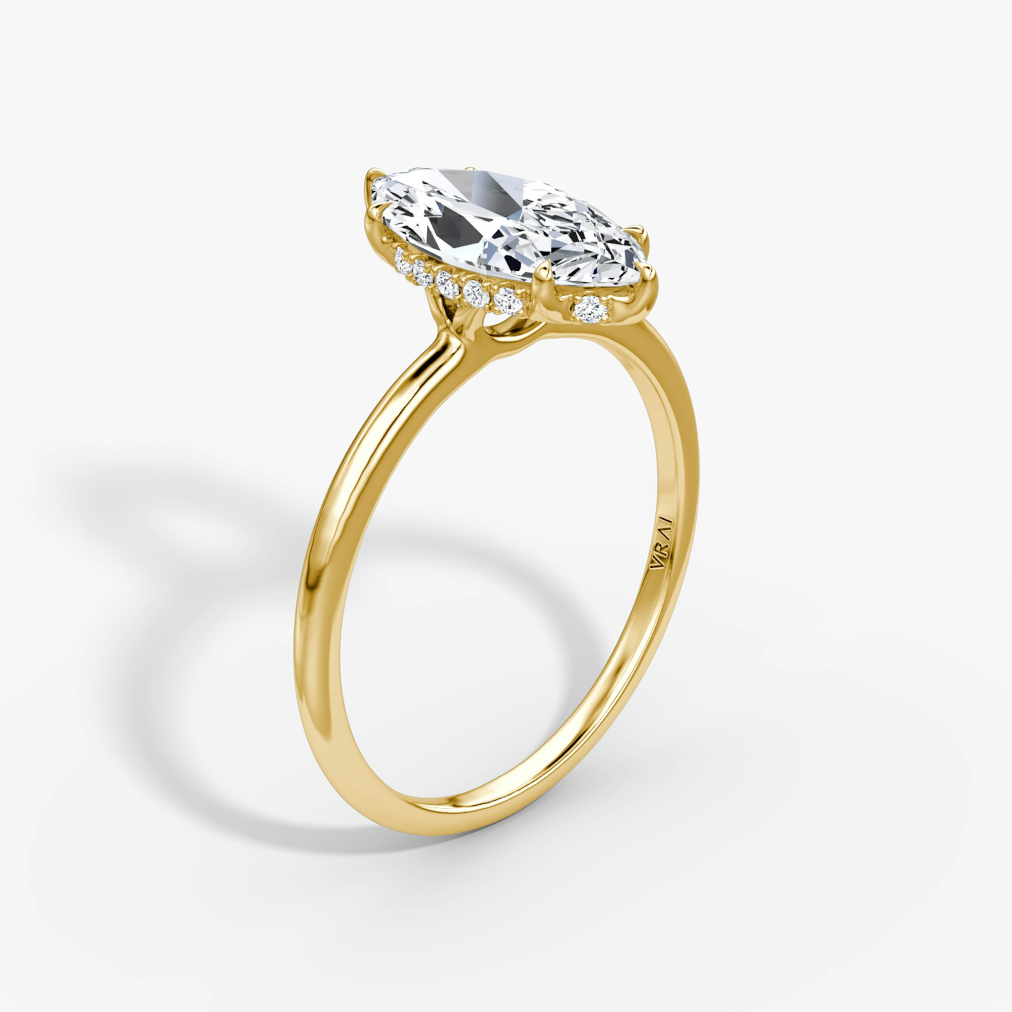 The Signature | Marquise | 18k | Yellow Gold | bandAccent: Plain | bandWidth: standard | hiddenHalo: yes | diamondOrientation: vertical | caratWeight: other