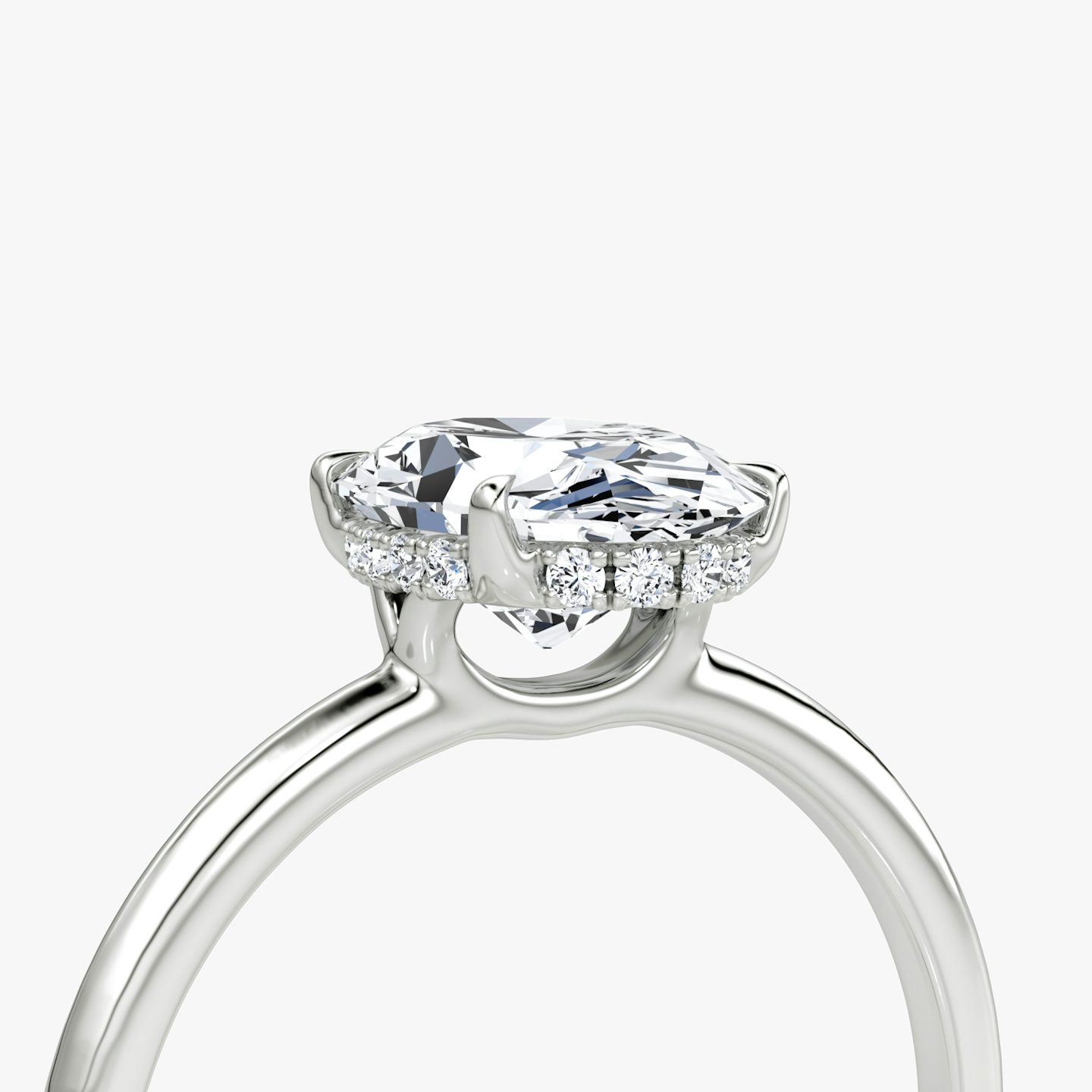 The Signature | Oval | Platinum | bandAccent: Plain | bandWidth: standard | hiddenHalo: yes | diamondOrientation: vertical | caratWeight: other