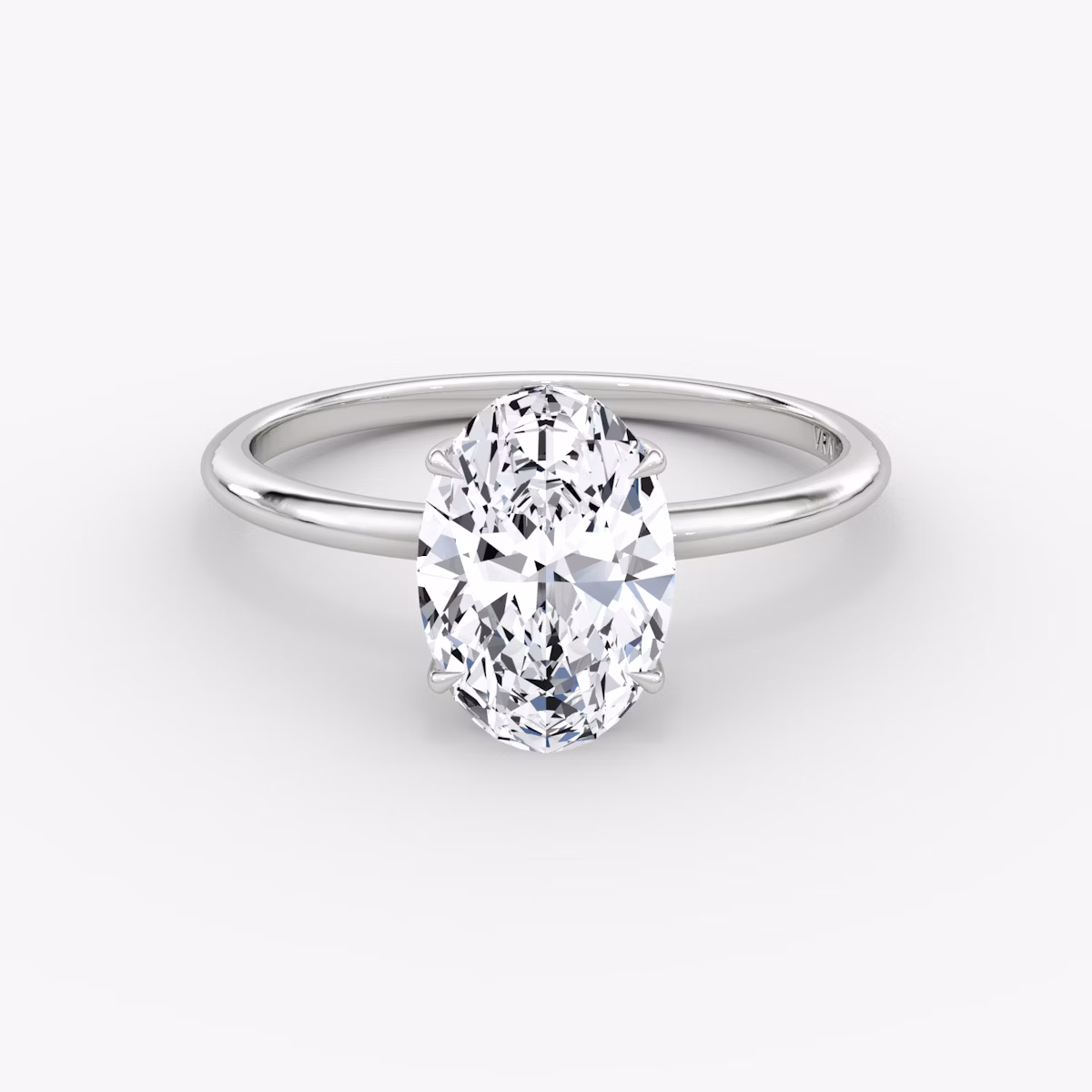The Signature | Oval | Platinum | bandAccent: Plain | bandWidth: standard | hiddenHalo: yes | diamondOrientation: vertical | caratWeight: other