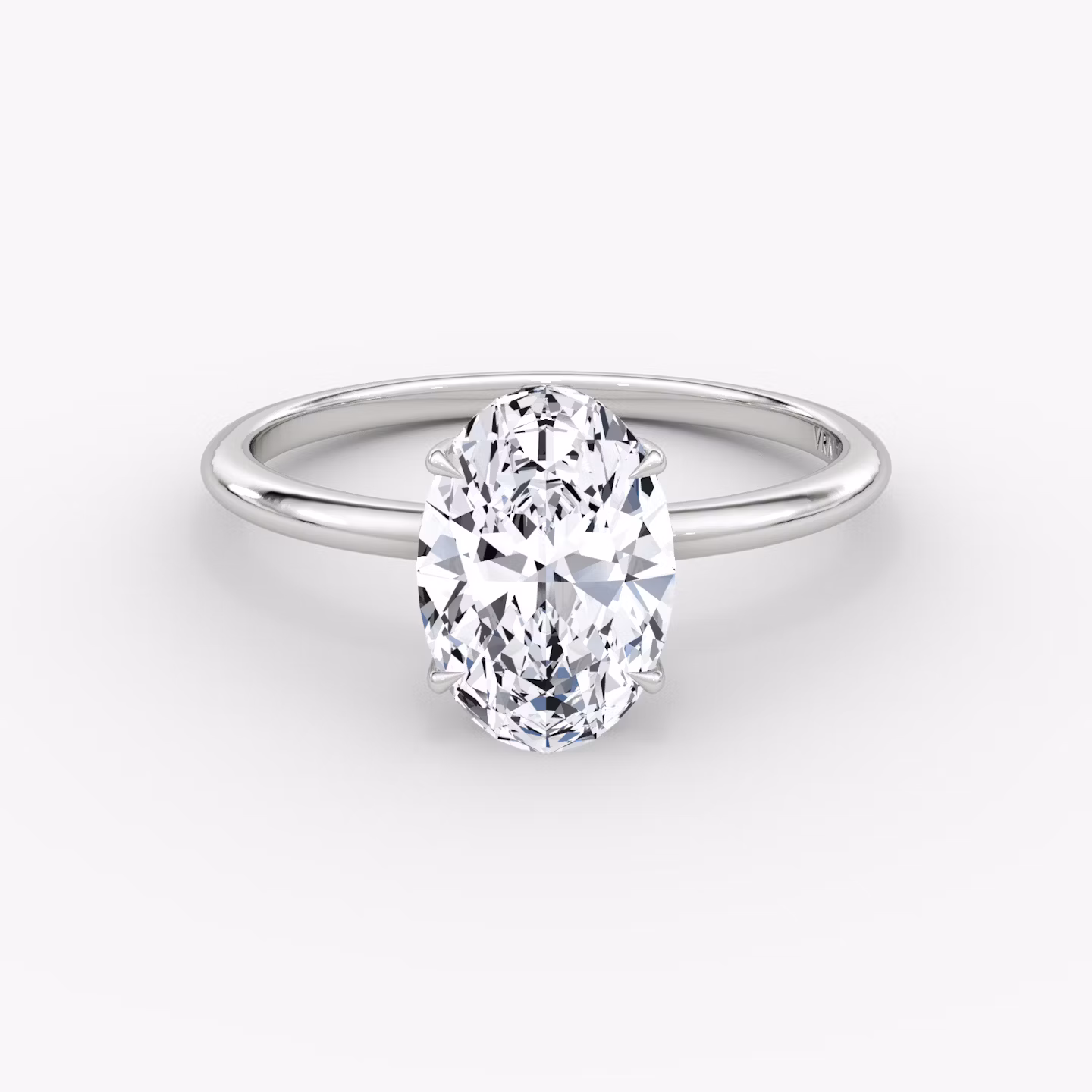 The Signature | Oval | Platinum | bandAccent: Plain | bandWidth: standard | hiddenHalo: yes | diamondOrientation: vertical | caratWeight: other