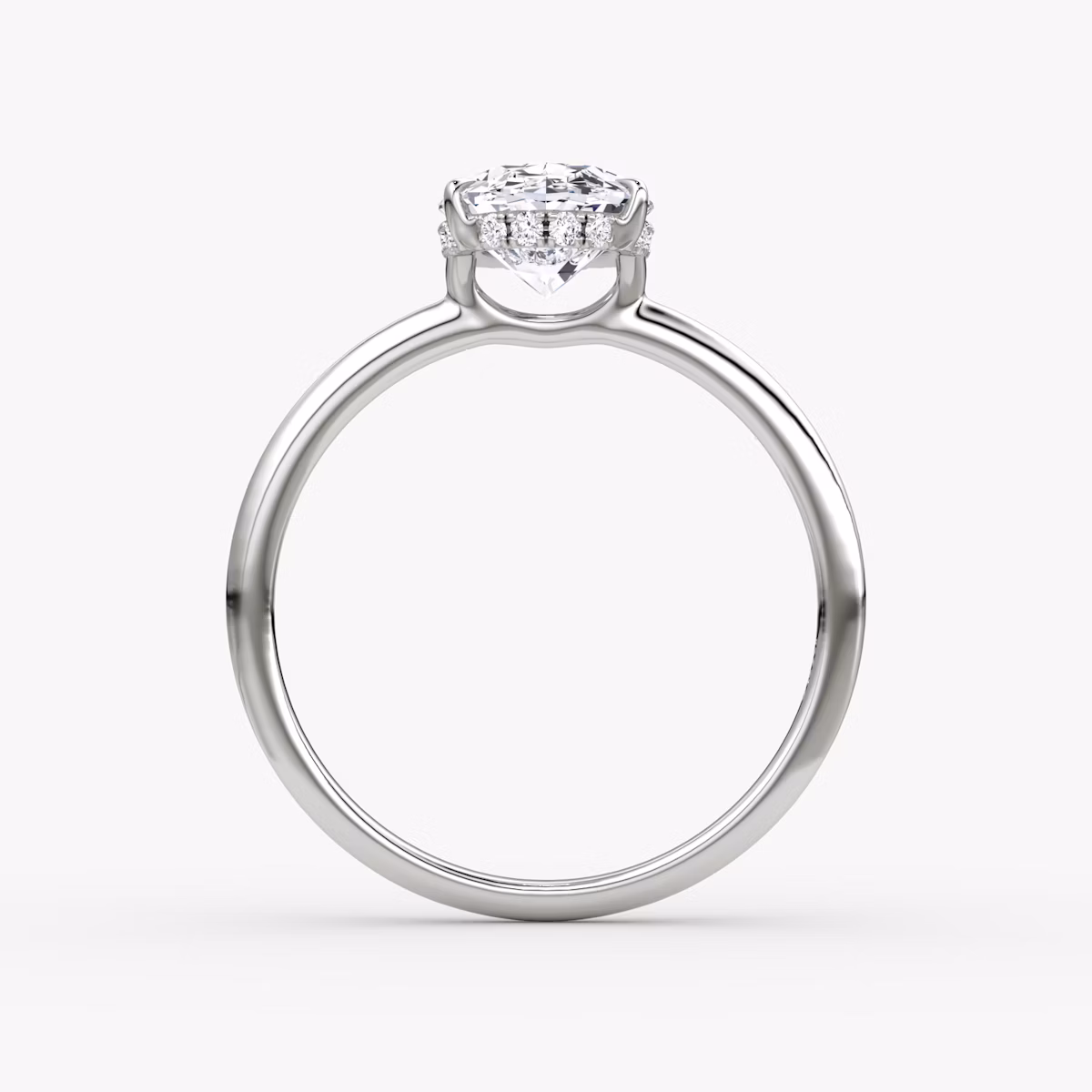 The Signature | Oval | Platinum | bandAccent: Plain | bandWidth: standard | hiddenHalo: yes | diamondOrientation: vertical | caratWeight: other