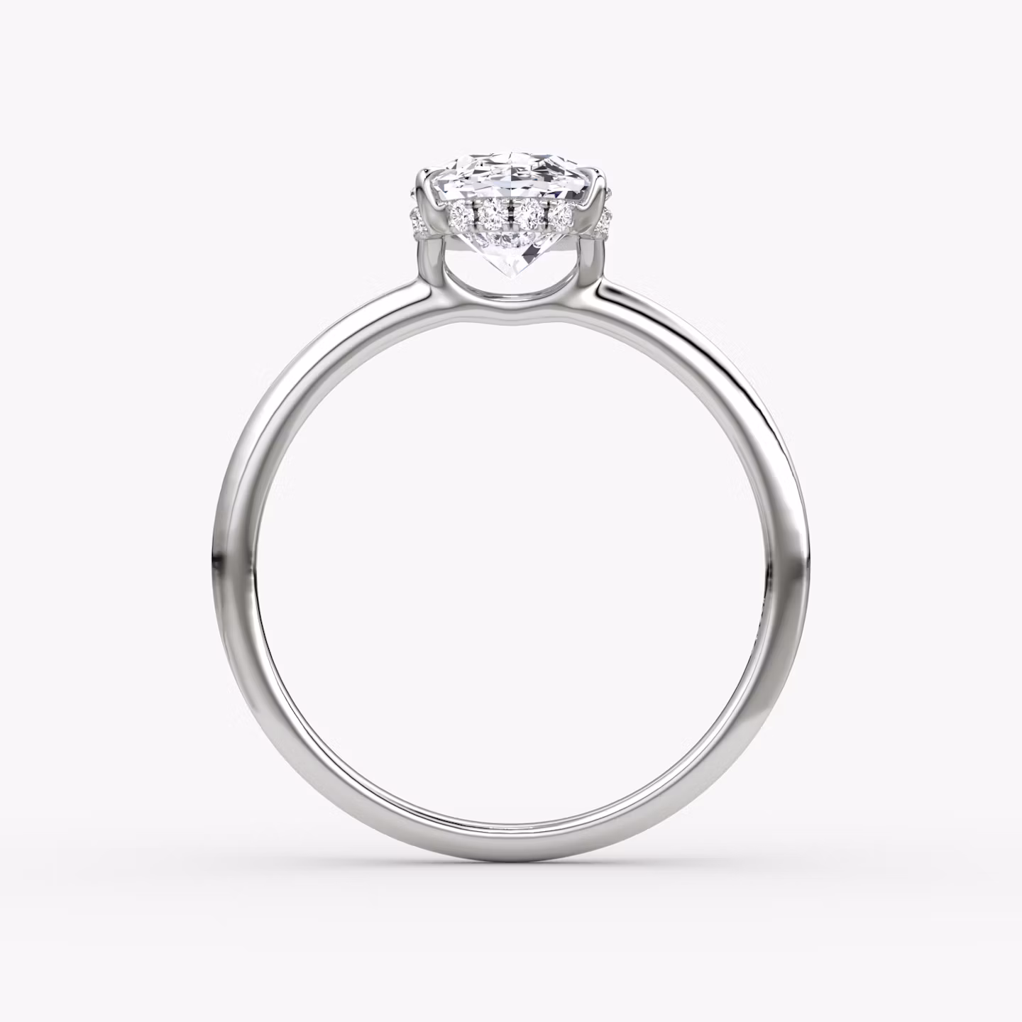 The Signature | Oval | Platinum | bandAccent: Plain | bandWidth: standard | hiddenHalo: yes | diamondOrientation: vertical | caratWeight: other