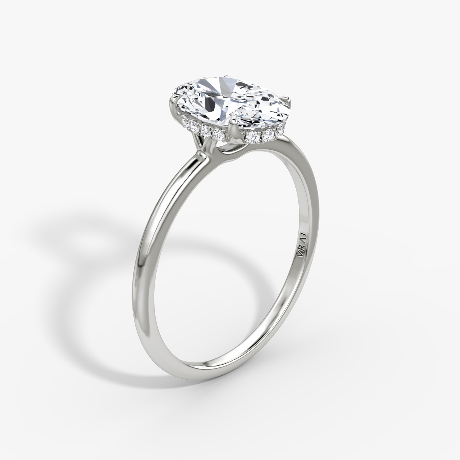 The Signature Oval Engagement Ring in Platinum with Standard Plain Band | VRAI