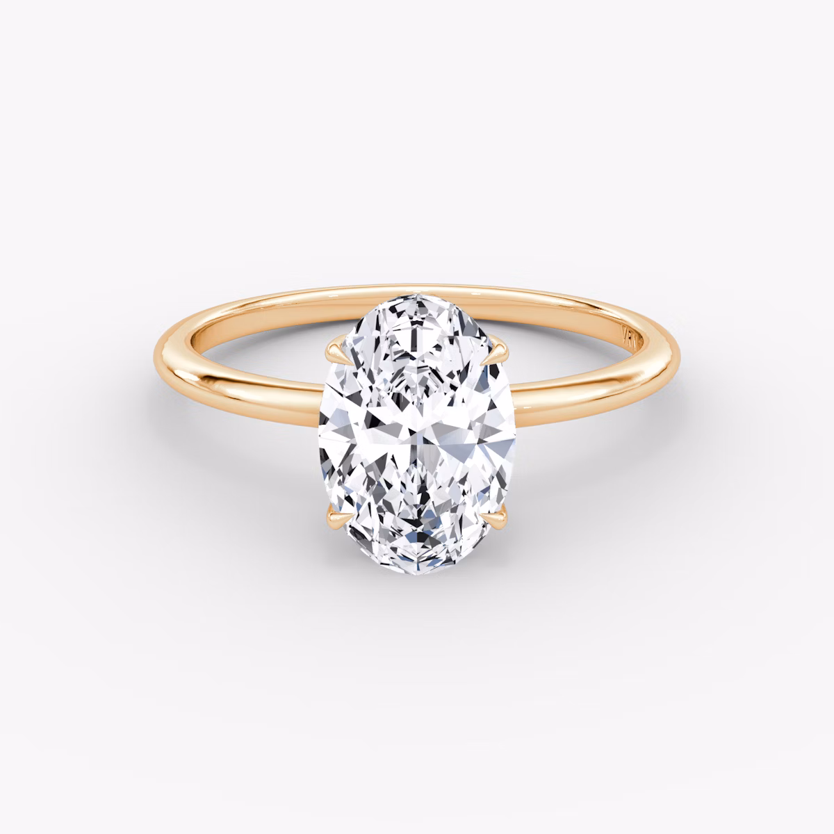 The Signature | Oval | 14k | Rose Gold | bandAccent: Plain | bandWidth: standard | hiddenHalo: yes | diamondOrientation: vertical | caratWeight: other