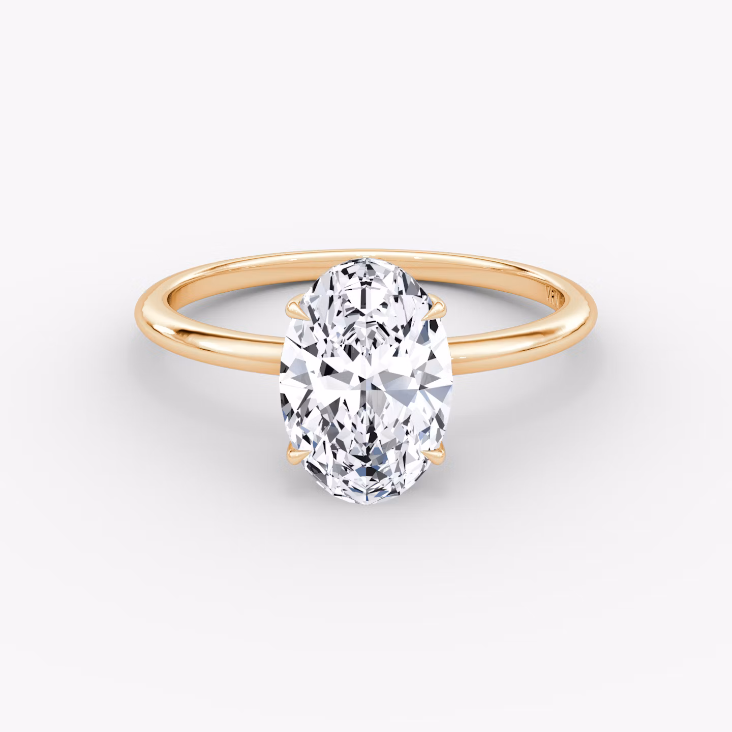 The Signature | Oval | 14k | Rose Gold | bandAccent: Plain | bandWidth: standard | hiddenHalo: yes | diamondOrientation: vertical | caratWeight: other