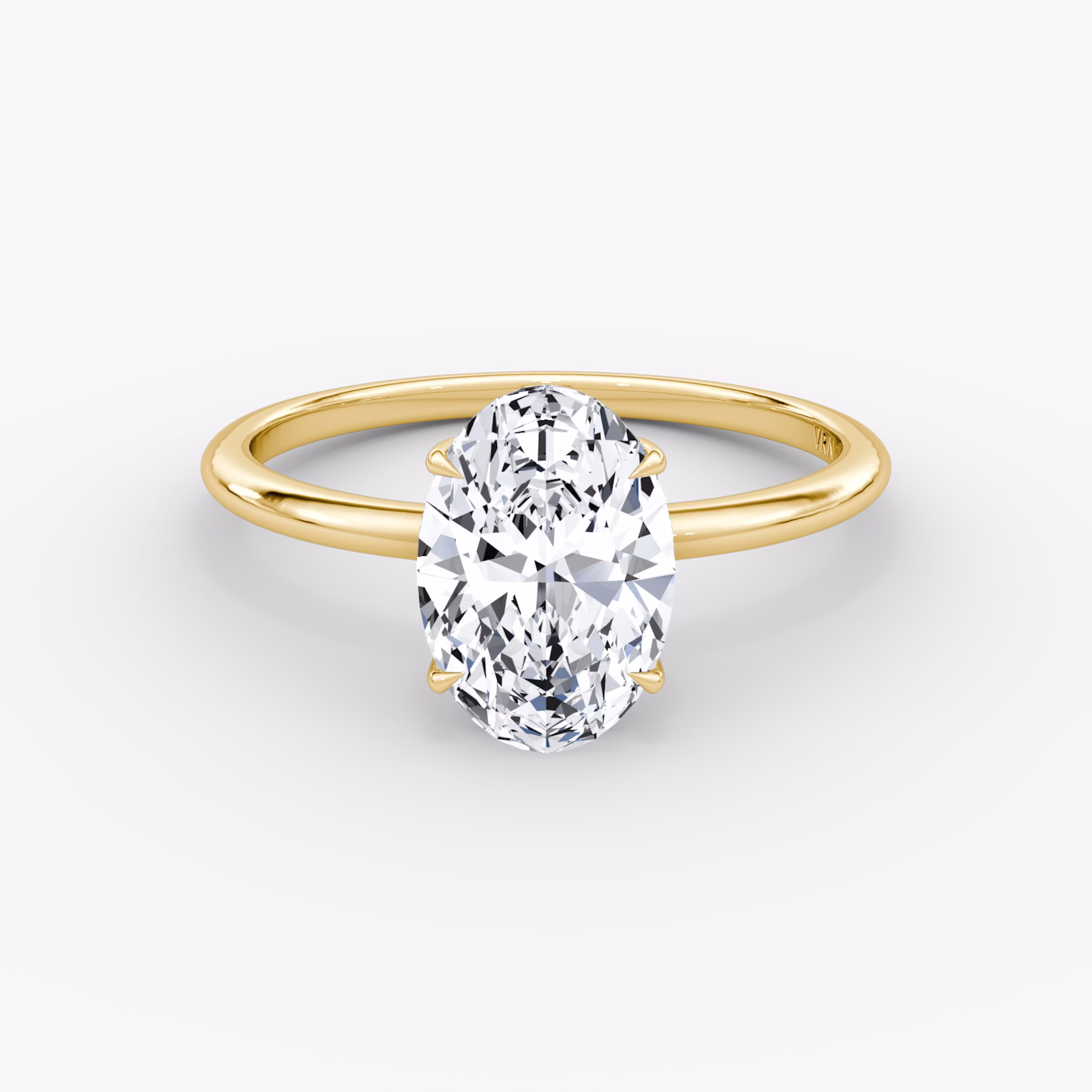 The Signature | Oval | 18k | Yellow Gold | bandAccent: Plain | bandWidth: standard | hiddenHalo: yes | diamondOrientation: vertical | caratWeight: other
