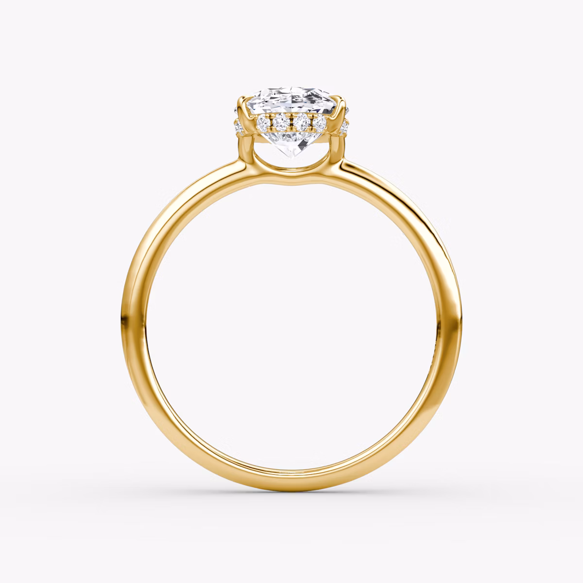 The Signature | Oval | 18k | Yellow Gold | bandAccent: Plain | bandWidth: standard | hiddenHalo: yes | diamondOrientation: vertical | caratWeight: other
