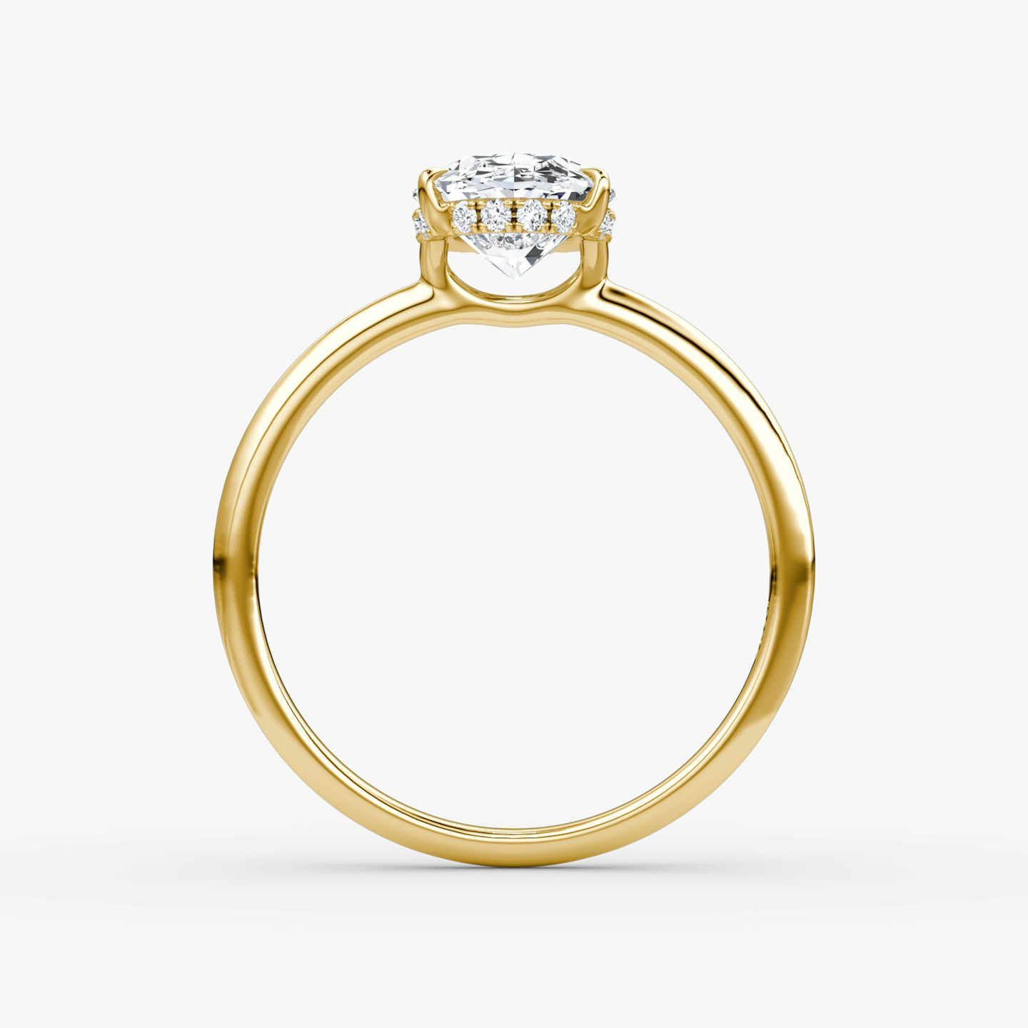 The Signature | Oval | 18k | Yellow Gold | bandAccent: Plain | bandWidth: standard | hiddenHalo: yes | diamondOrientation: vertical | caratWeight: other