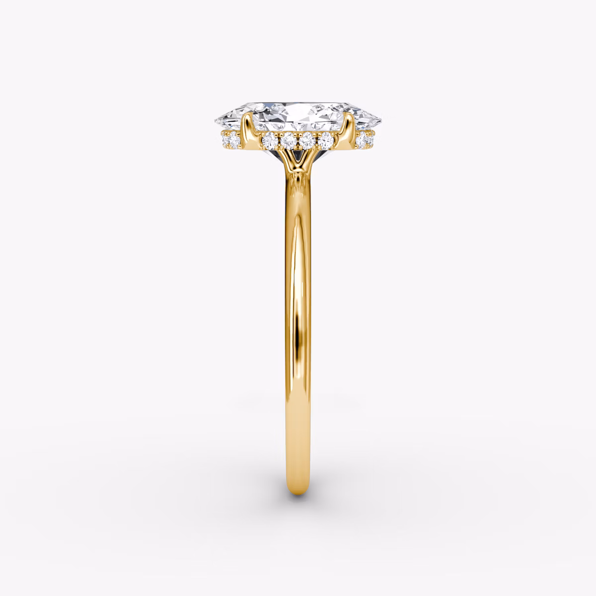 The Signature | Oval | 18k | Yellow Gold | bandAccent: Plain | bandWidth: standard | hiddenHalo: yes | diamondOrientation: vertical | caratWeight: other
