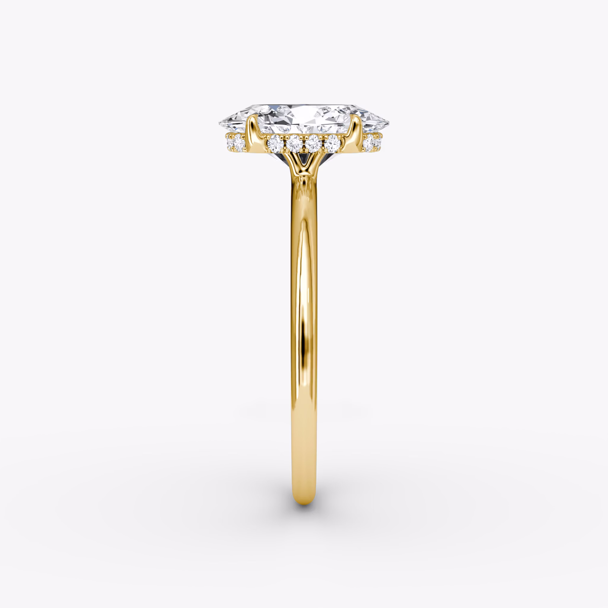 The Signature | Oval | 18k | Yellow Gold | bandAccent: Plain | bandWidth: standard | hiddenHalo: yes | diamondOrientation: vertical | caratWeight: other
