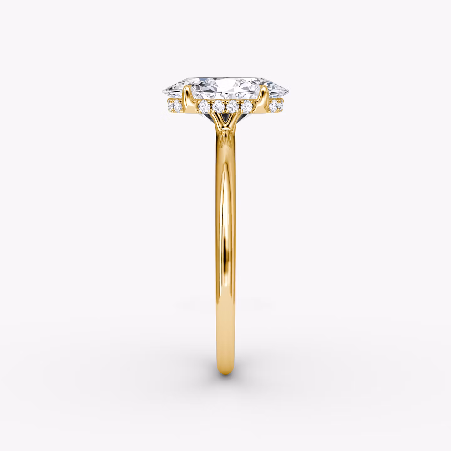 The Signature | Oval | 18k | Yellow Gold | bandAccent: Plain | bandWidth: standard | hiddenHalo: yes | diamondOrientation: vertical | caratWeight: other