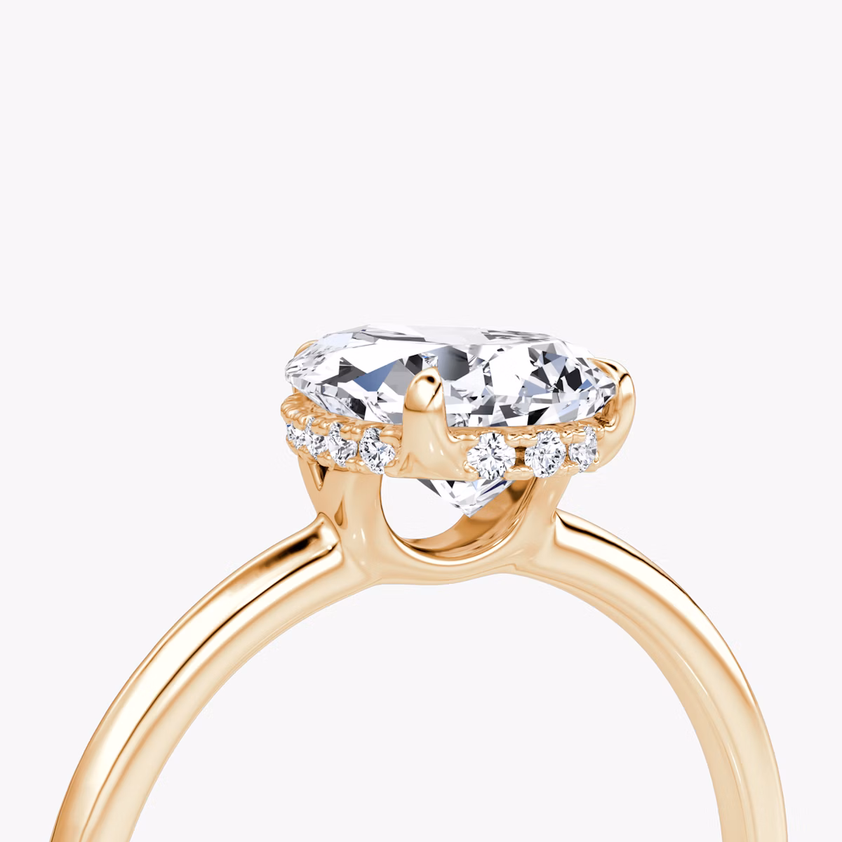 The Signature | Pear | 14k | Rose Gold | bandAccent: Plain | bandWidth: standard | hiddenHalo: yes | diamondOrientation: vertical | caratWeight: other