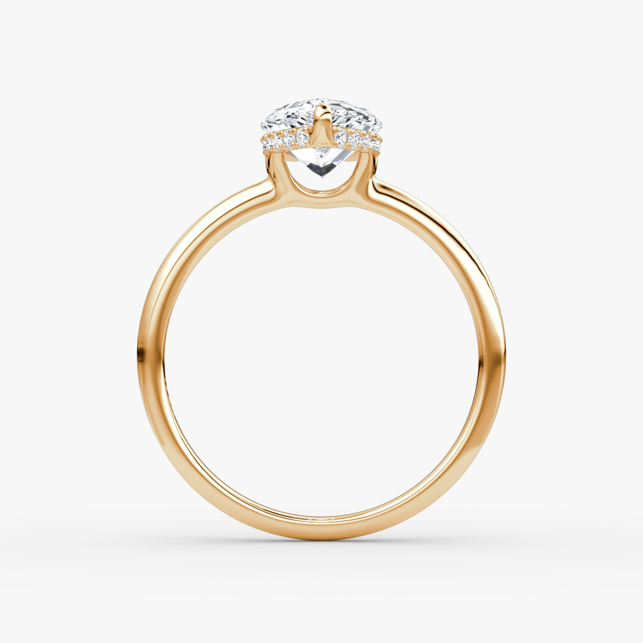 The Signature | Pear | 14k | Rose Gold | bandAccent: Plain | bandWidth: standard | hiddenHalo: yes | diamondOrientation: vertical | caratWeight: other