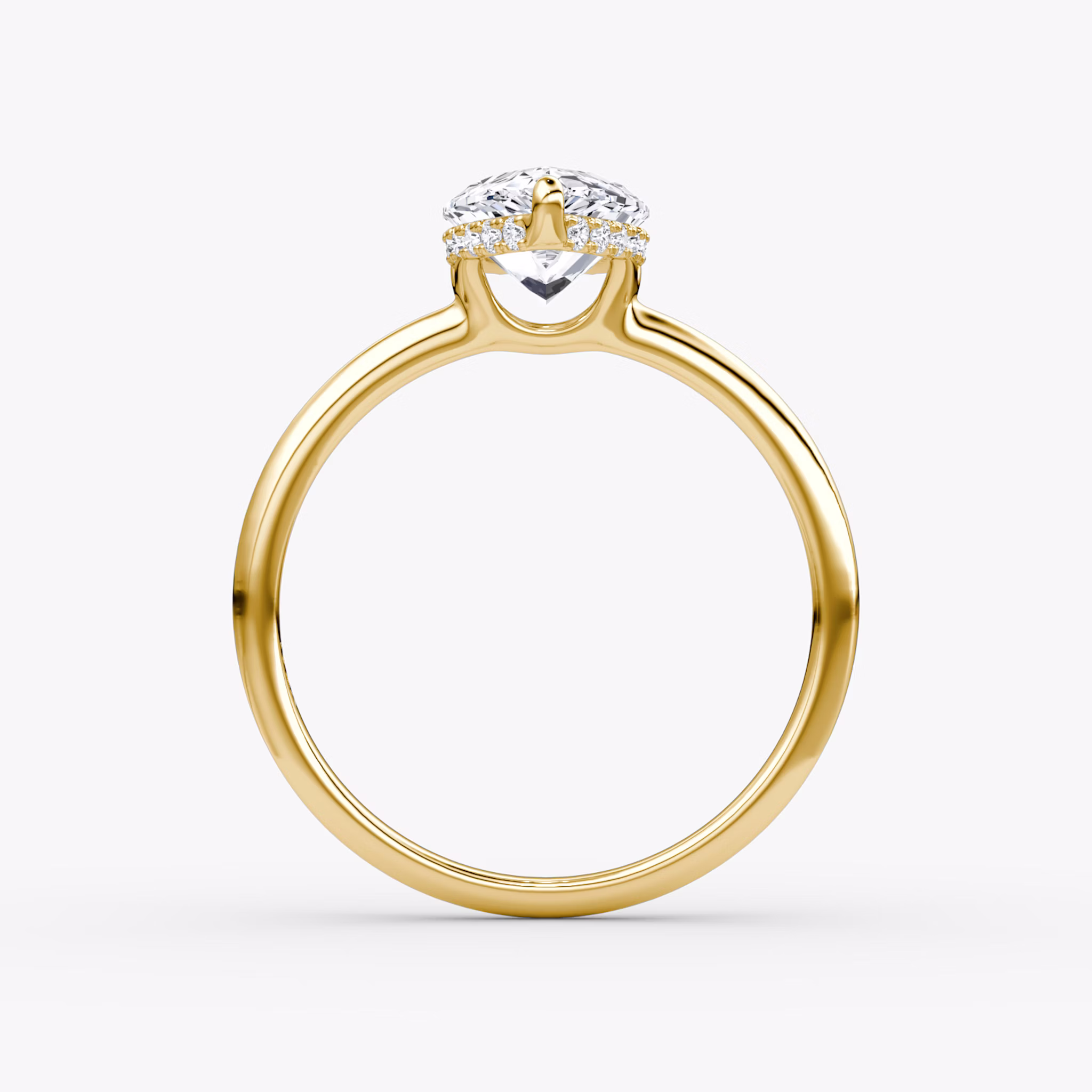 The Signature | Pear | 18k | Yellow Gold | bandAccent: Plain | bandWidth: standard | hiddenHalo: yes | diamondOrientation: vertical | caratWeight: other