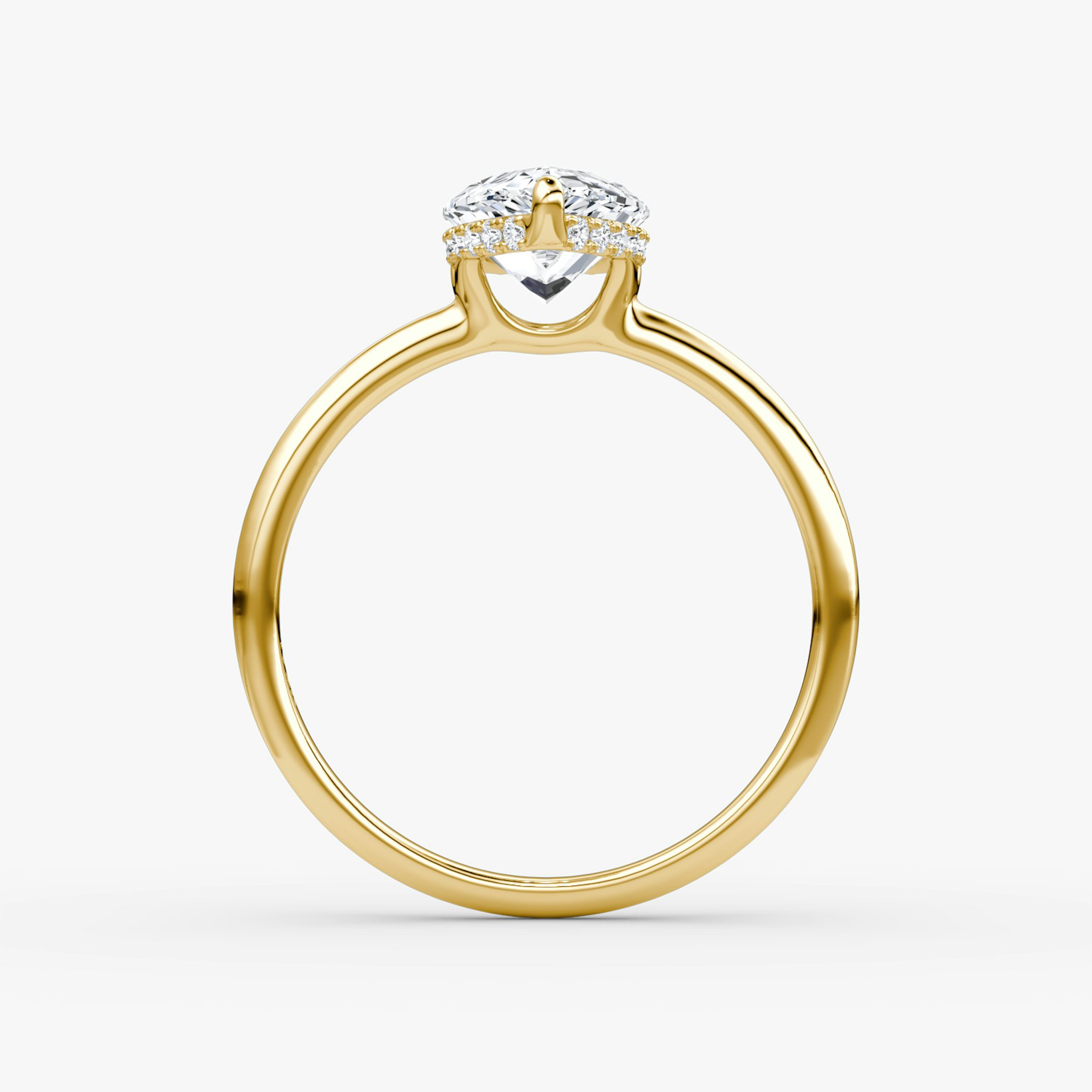 The Signature | Pear | 18k | Yellow Gold | bandAccent: Plain | bandWidth: standard | hiddenHalo: yes | diamondOrientation: vertical | caratWeight: other