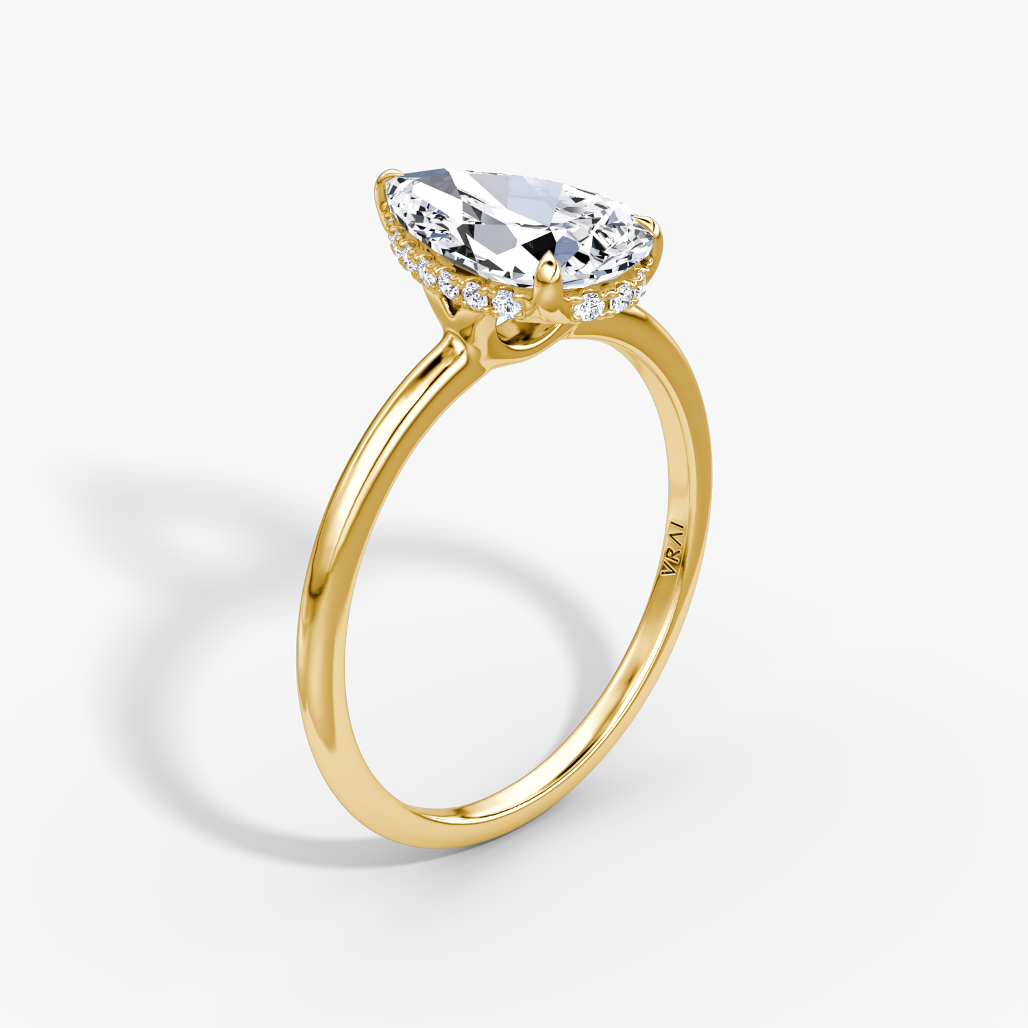 The Signature Pear Engagement Ring in Yellow Gold with Standard Plain Band | VRAI