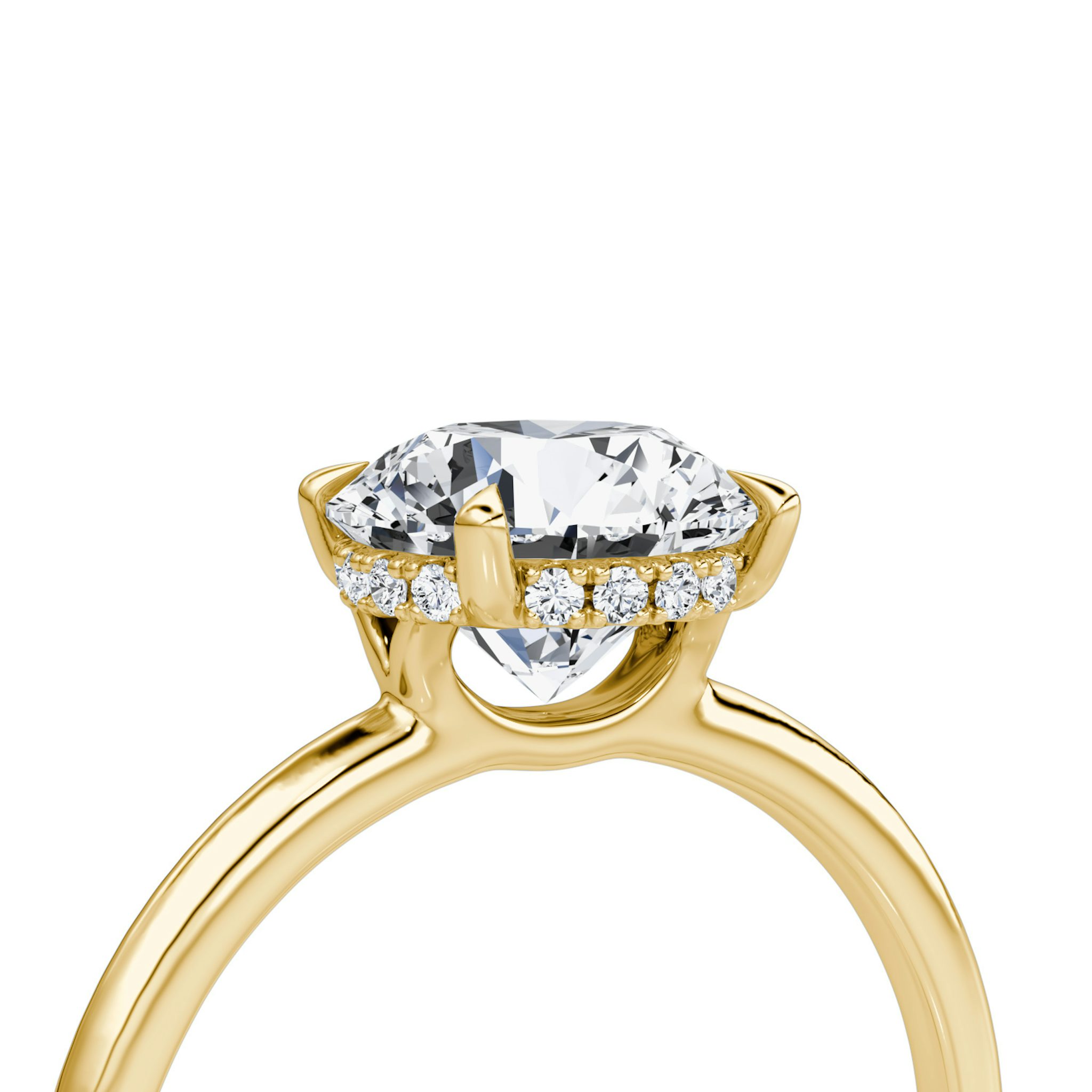 Signature | Rund | 18k | Gelbgold | bandAccent: Ohne Pavé-Besatz | bandWidth: standard | caratWeight: 2.0ct | hiddenHalo: yes | diamondOrientation: vertical