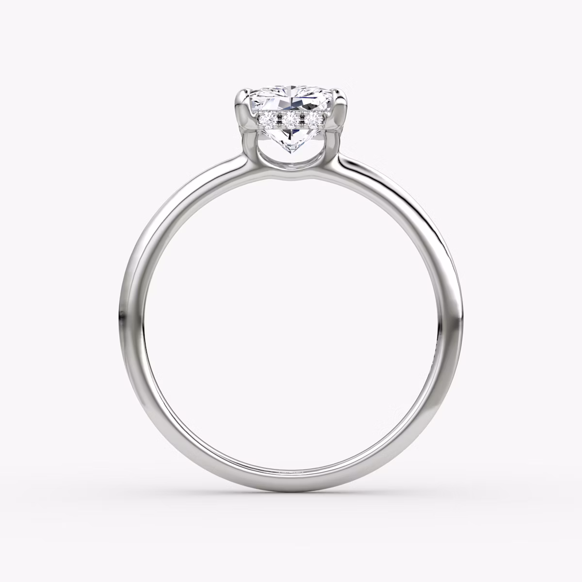 The Signature | Radiant | 18k | White Gold | bandAccent: Plain | bandWidth: standard | hiddenHalo: yes | diamondOrientation: vertical | caratWeight: other