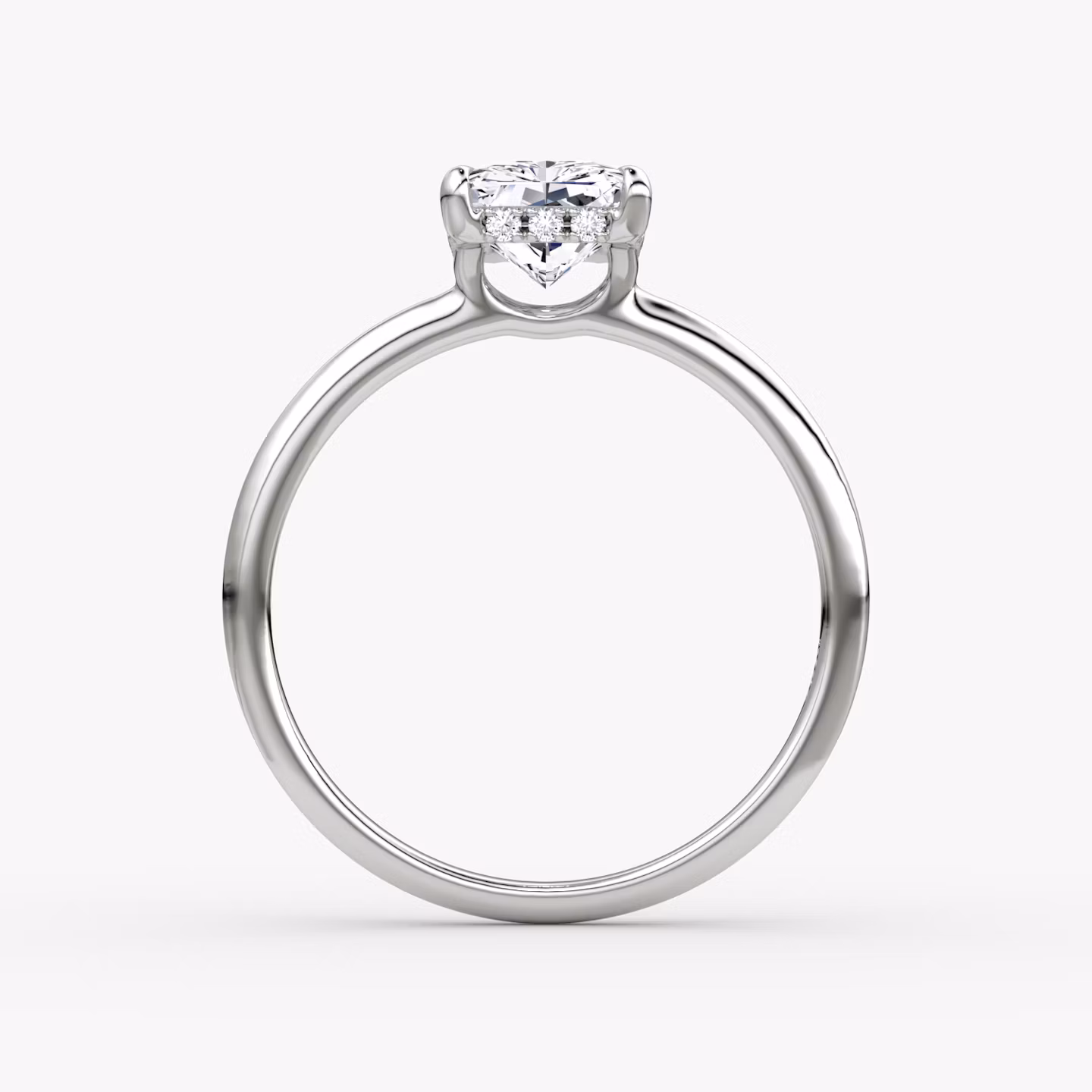 Anillo de compromiso Signature | Radiante | Platino | bandAccent: Simple | bandWidth: standard | hiddenHalo: yes | diamondOrientation: vertical | caratWeight: other