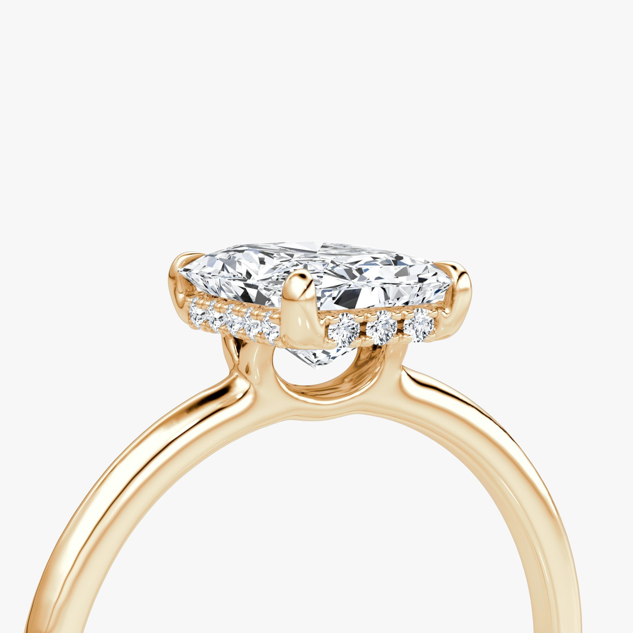 The Signature | Radiant | 14k | Rose Gold | bandAccent: Plain | bandWidth: standard | hiddenHalo: yes | diamondOrientation: vertical | caratWeight: other
