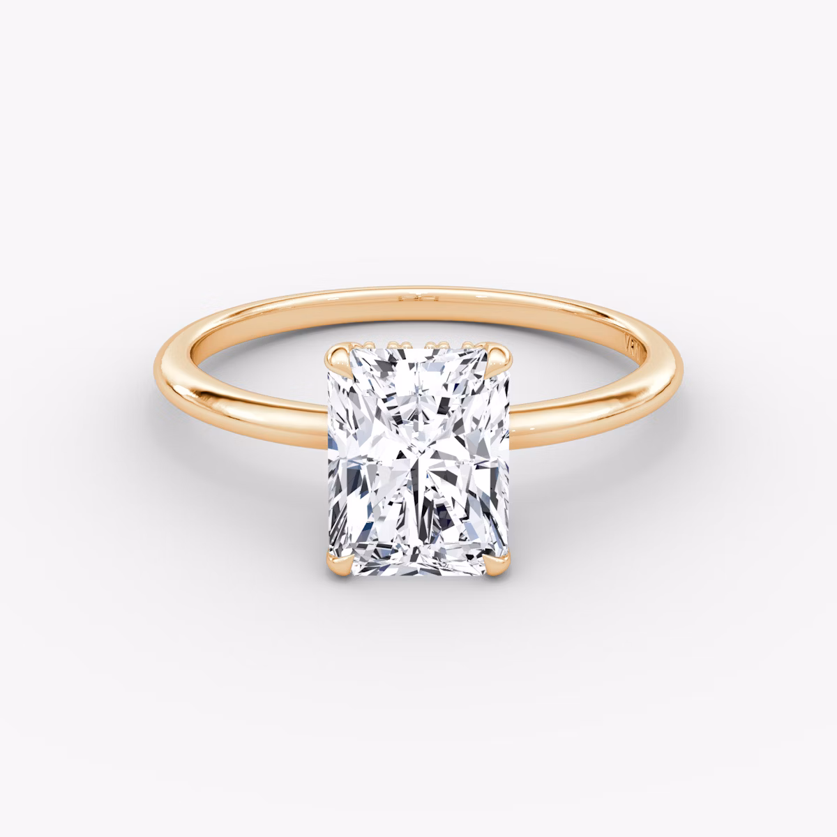 The Signature | Radiant | 14k | Rose Gold | bandAccent: Plain | bandWidth: standard | hiddenHalo: yes | diamondOrientation: vertical | caratWeight: other