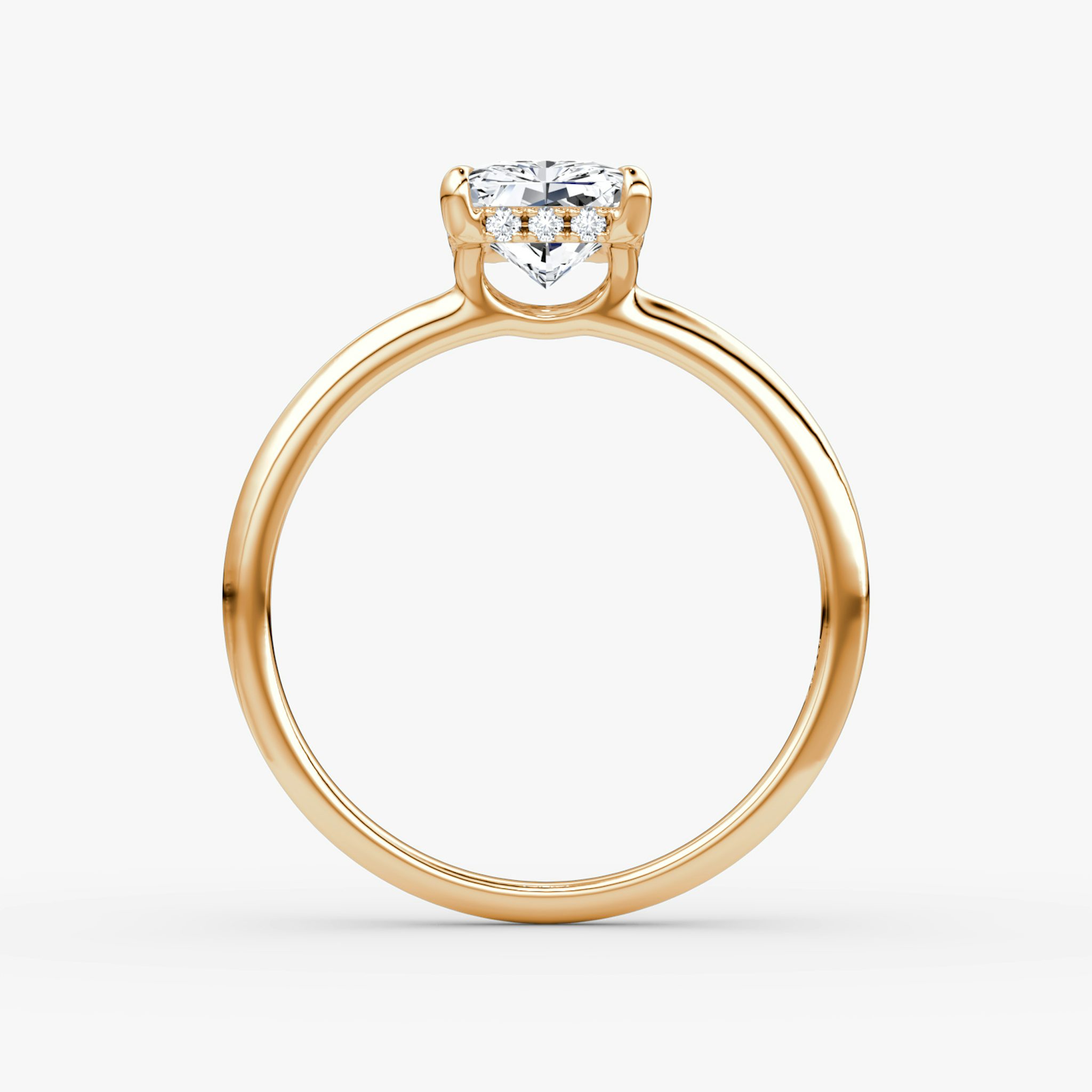 The Signature | Radiant | 14k | Rose Gold | bandAccent: Plain | bandWidth: standard | hiddenHalo: yes | diamondOrientation: vertical | caratWeight: other