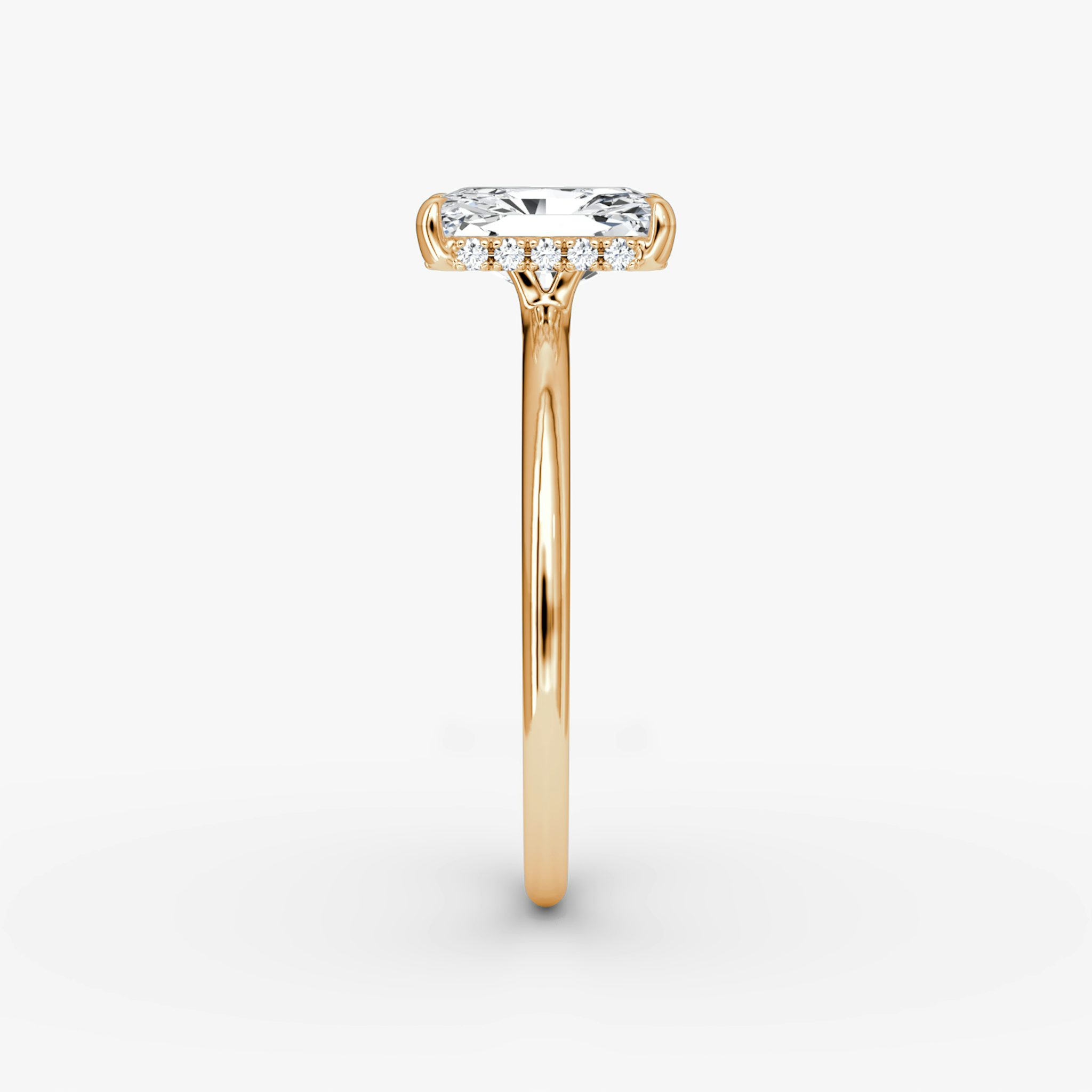 The Signature | Radiant | 14k | Rose Gold | bandAccent: Plain | bandWidth: standard | hiddenHalo: yes | diamondOrientation: vertical | caratWeight: other