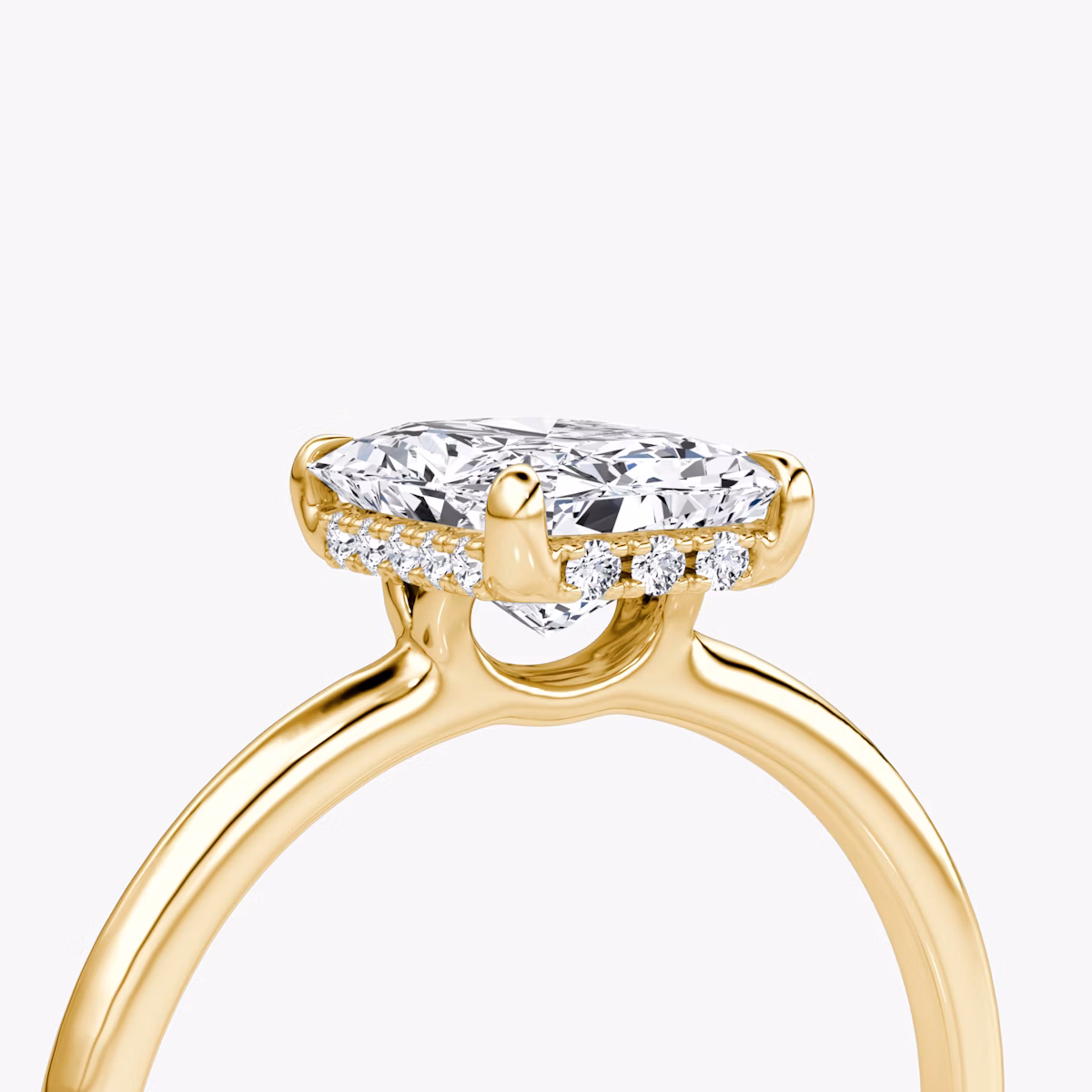 The Signature | Radiant | 18k | Yellow Gold | bandAccent: Plain | bandWidth: standard | hiddenHalo: yes | diamondOrientation: vertical | caratWeight: other