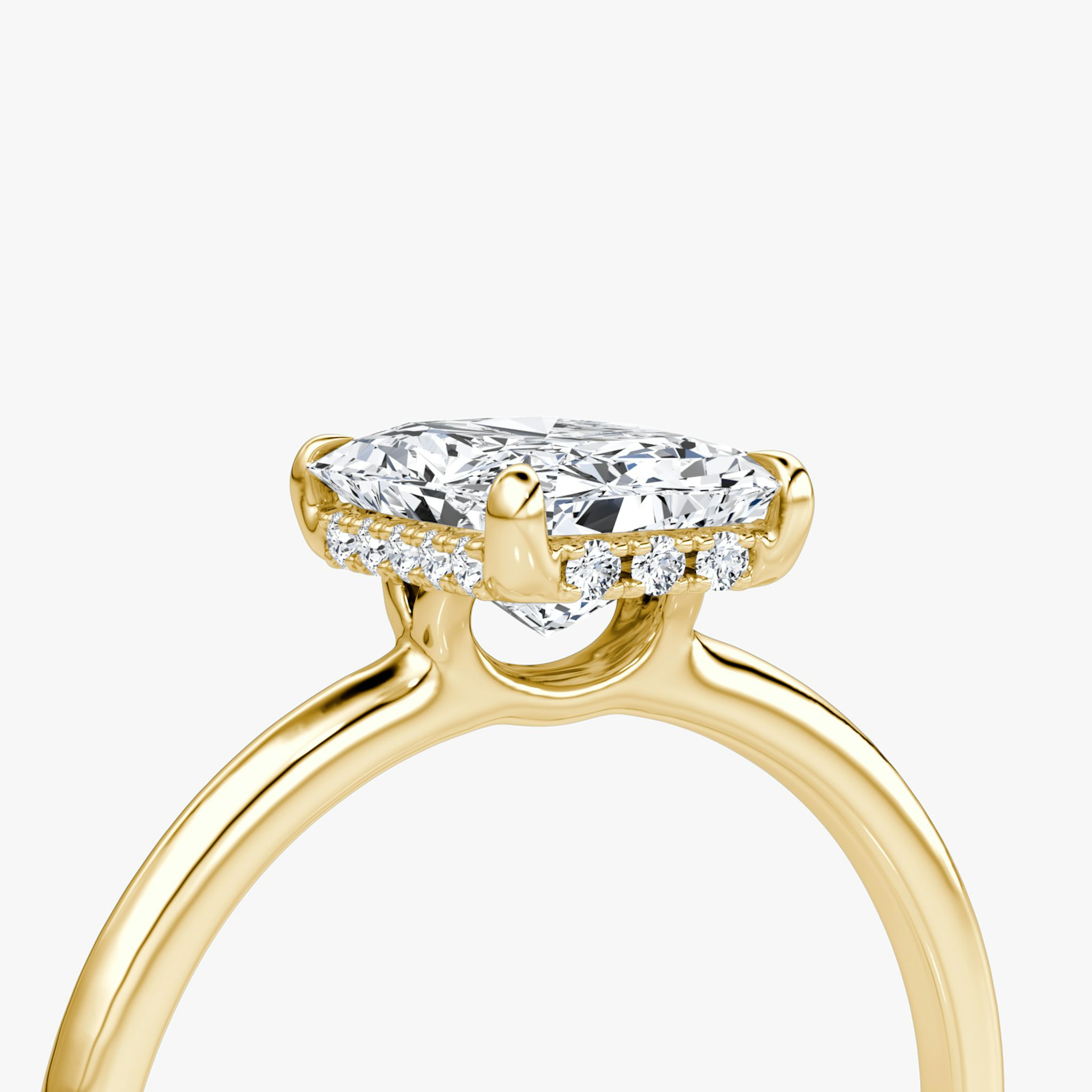 The Signature | Radiant | 18k | Yellow Gold | bandAccent: Plain | bandWidth: standard | hiddenHalo: yes | diamondOrientation: vertical | caratWeight: other