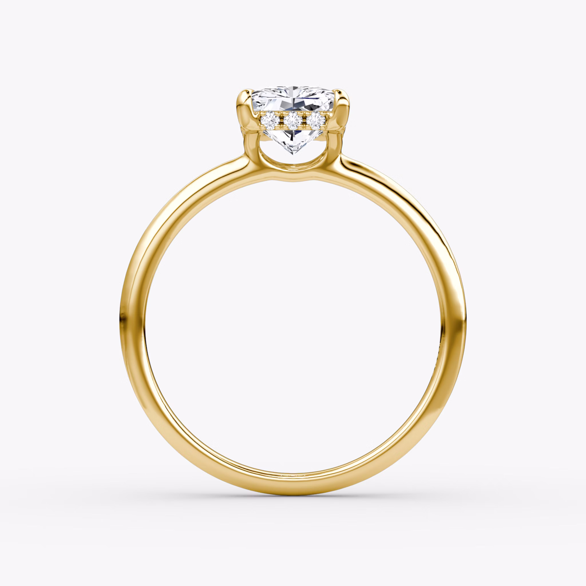 The Signature | Radiant | 18k | Yellow Gold | bandAccent: Plain | bandWidth: standard | hiddenHalo: yes | diamondOrientation: vertical | caratWeight: other