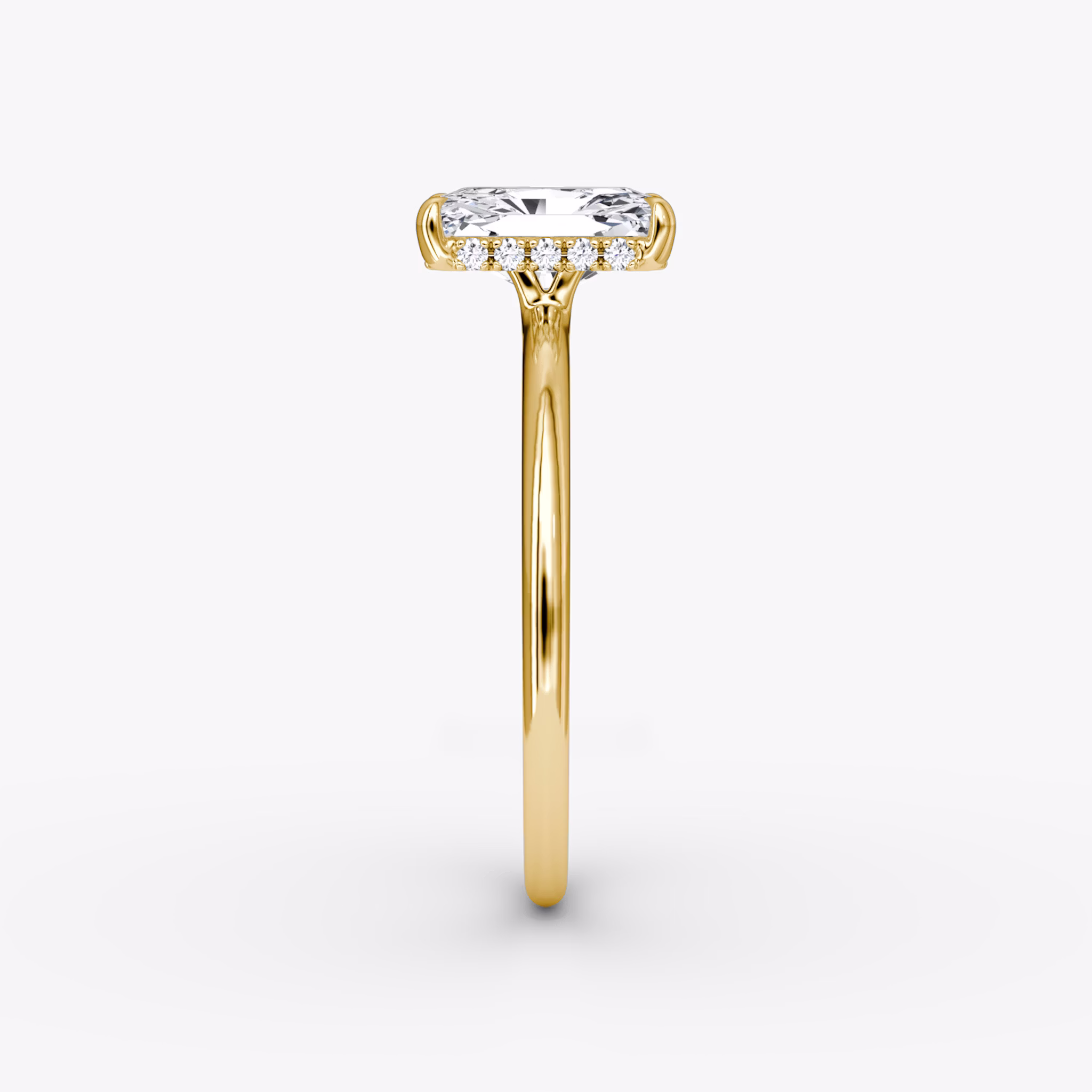 The Signature | Radiant | 18k | Yellow Gold | bandAccent: Plain | bandWidth: standard | hiddenHalo: yes | diamondOrientation: vertical | caratWeight: other