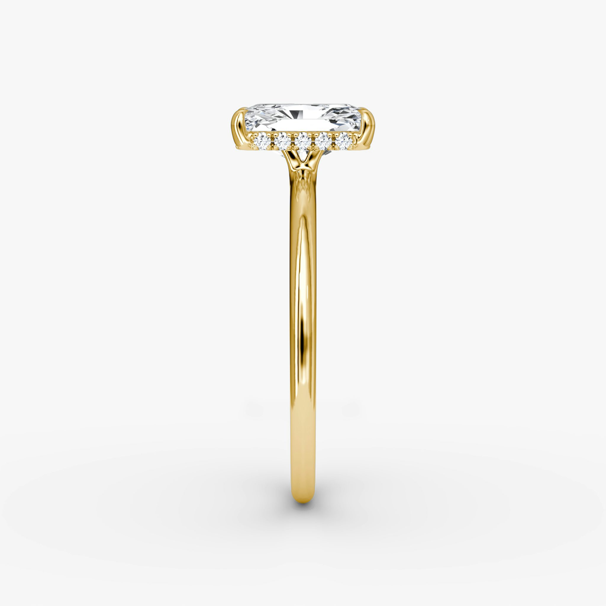 The Signature | Radiant | 18k | Yellow Gold | bandAccent: Plain | bandWidth: standard | hiddenHalo: yes | diamondOrientation: vertical | caratWeight: other