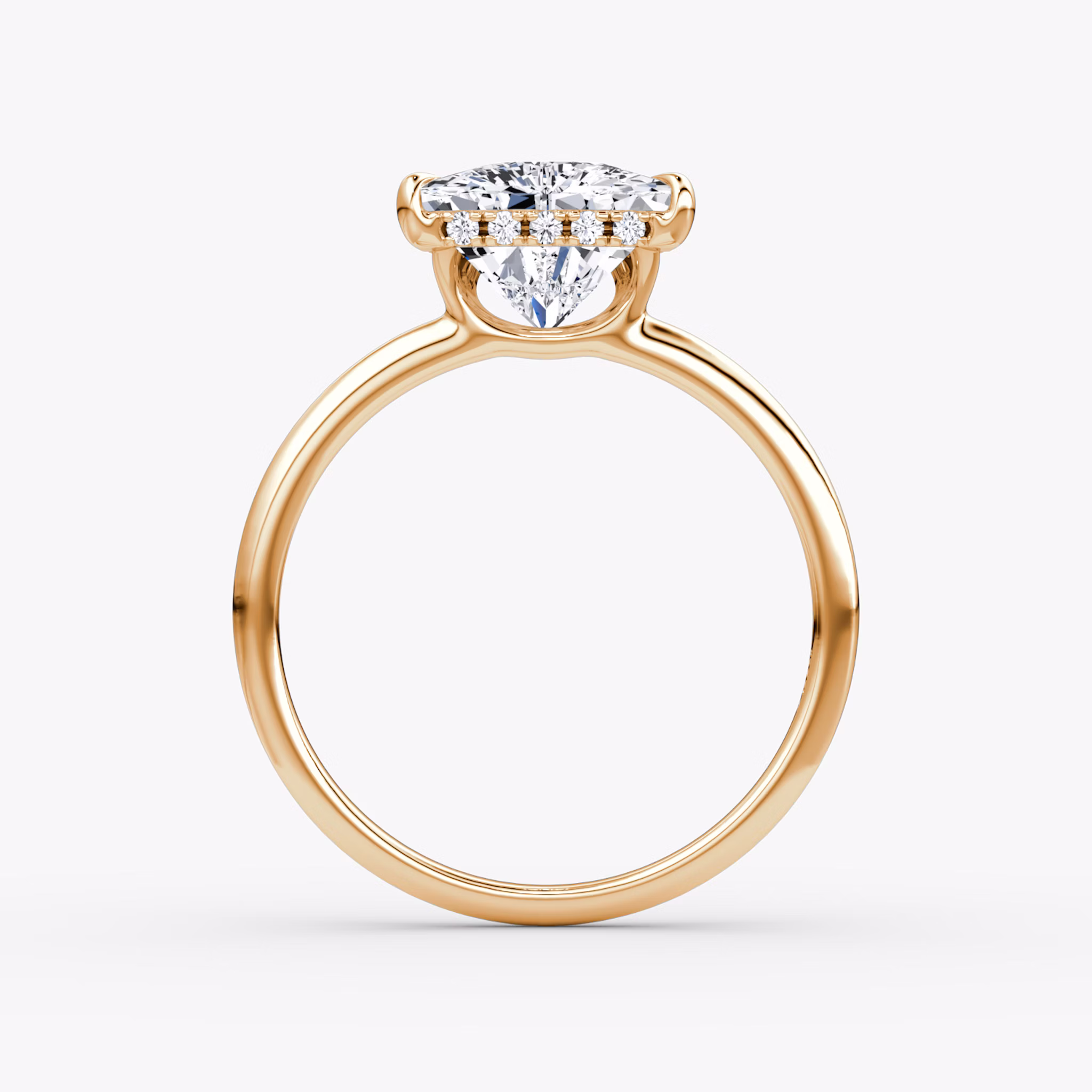 The Signature | Trillion | 14k | Rose Gold | bandAccent: Plain | bandWidth: standard | hiddenHalo: yes | diamondOrientation: vertical | caratWeight: other