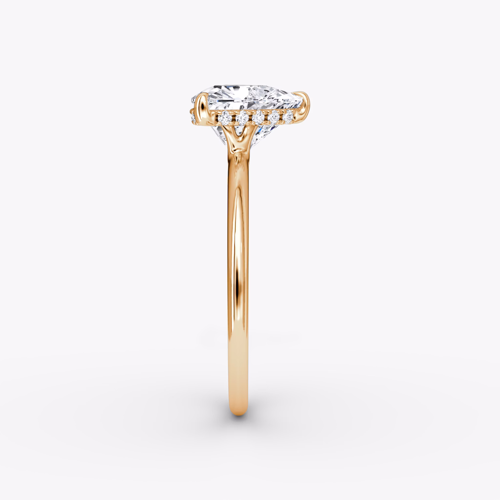 The Signature | Trillion | 14k | Rose Gold | bandAccent: Plain | bandWidth: standard | hiddenHalo: yes | diamondOrientation: vertical | caratWeight: other