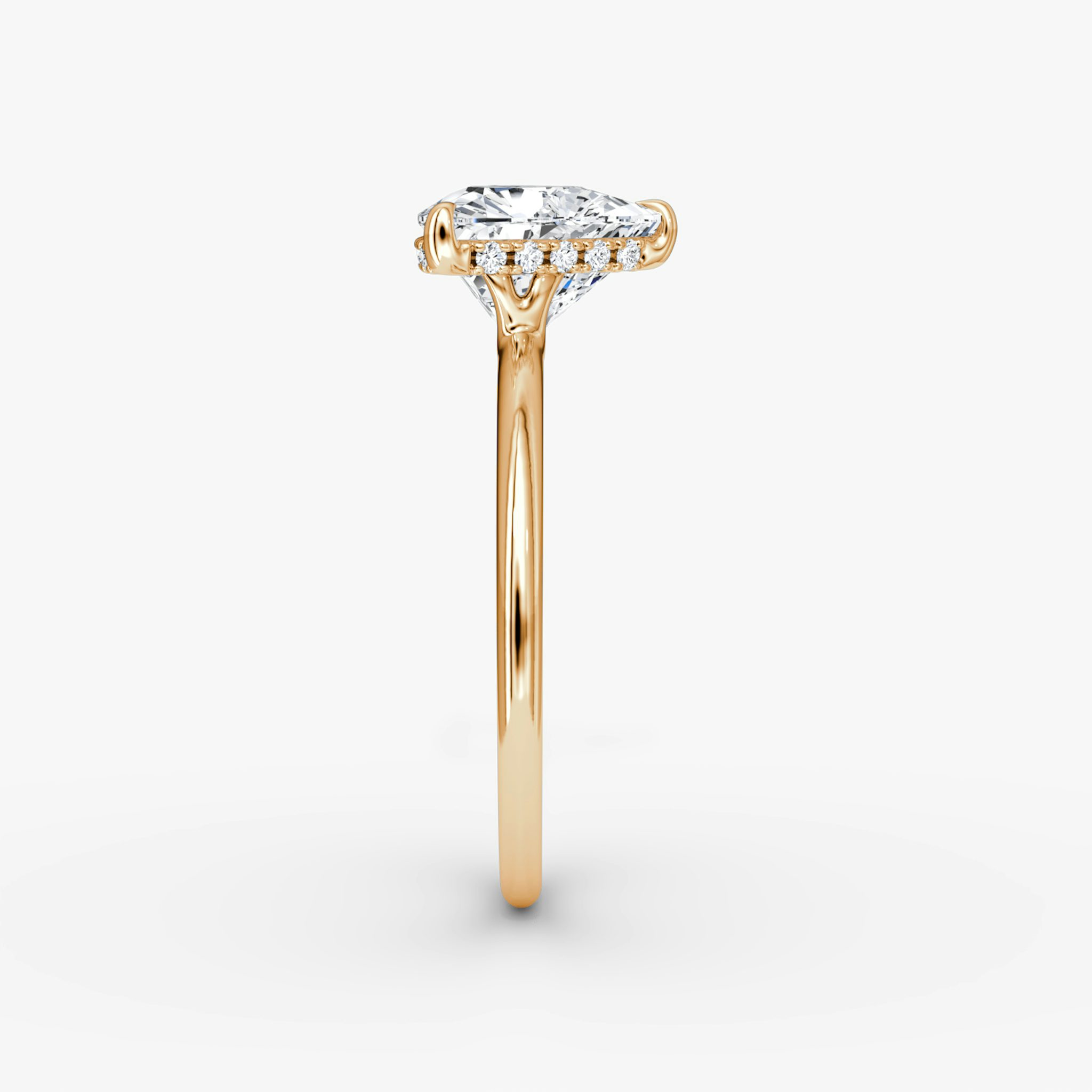 The Signature | Trillion | 14k | Rose Gold | bandAccent: Plain | bandWidth: standard | hiddenHalo: yes | diamondOrientation: vertical | caratWeight: other