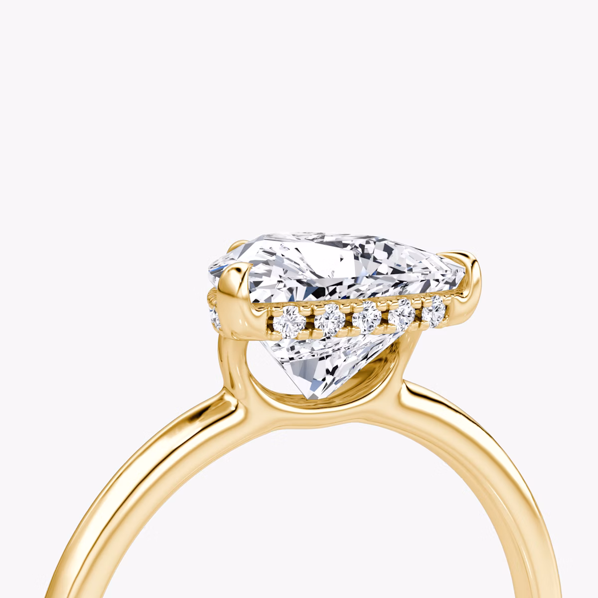 The Signature | Trillion | 18k | Yellow Gold | bandAccent: Plain | bandWidth: standard | hiddenHalo: yes | diamondOrientation: vertical | caratWeight: other