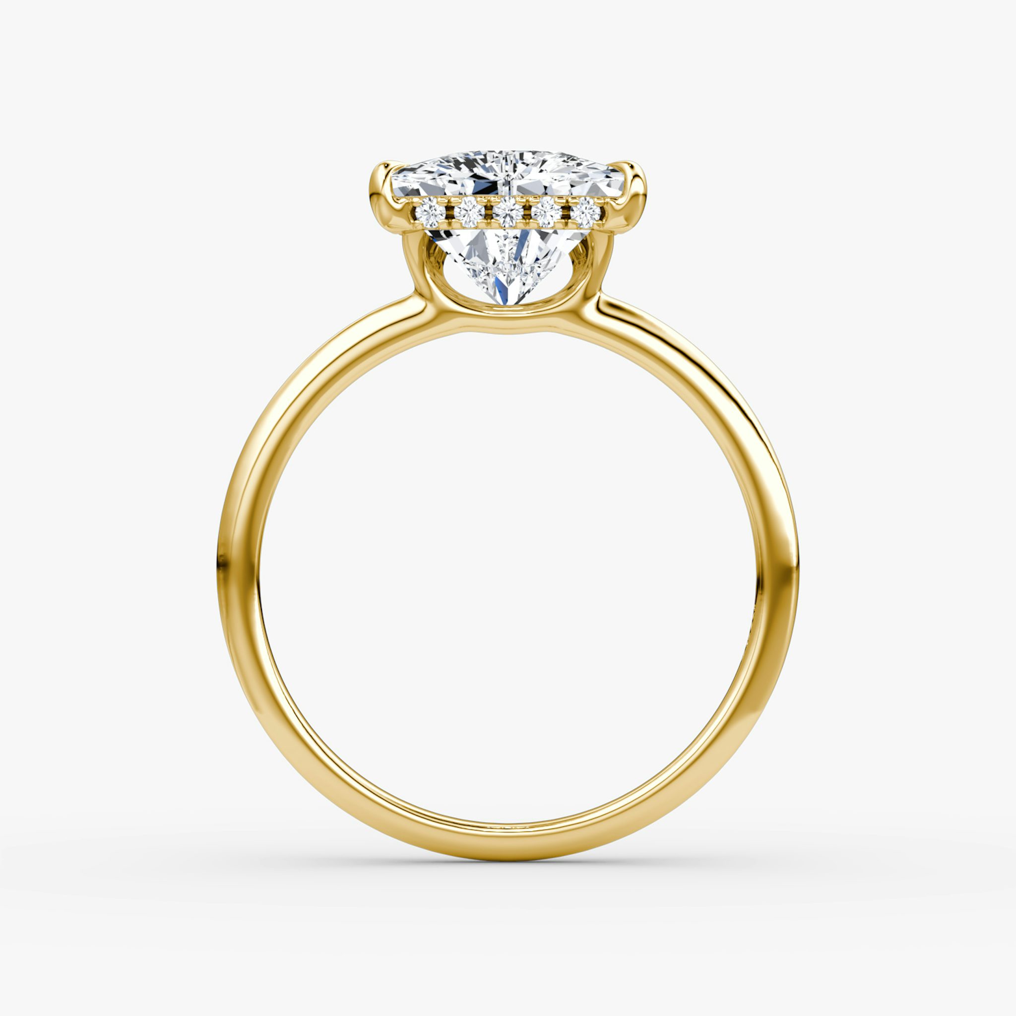 The Signature | Trillion | 18k | Yellow Gold | bandAccent: Plain | bandWidth: standard | hiddenHalo: yes | diamondOrientation: vertical | caratWeight: other