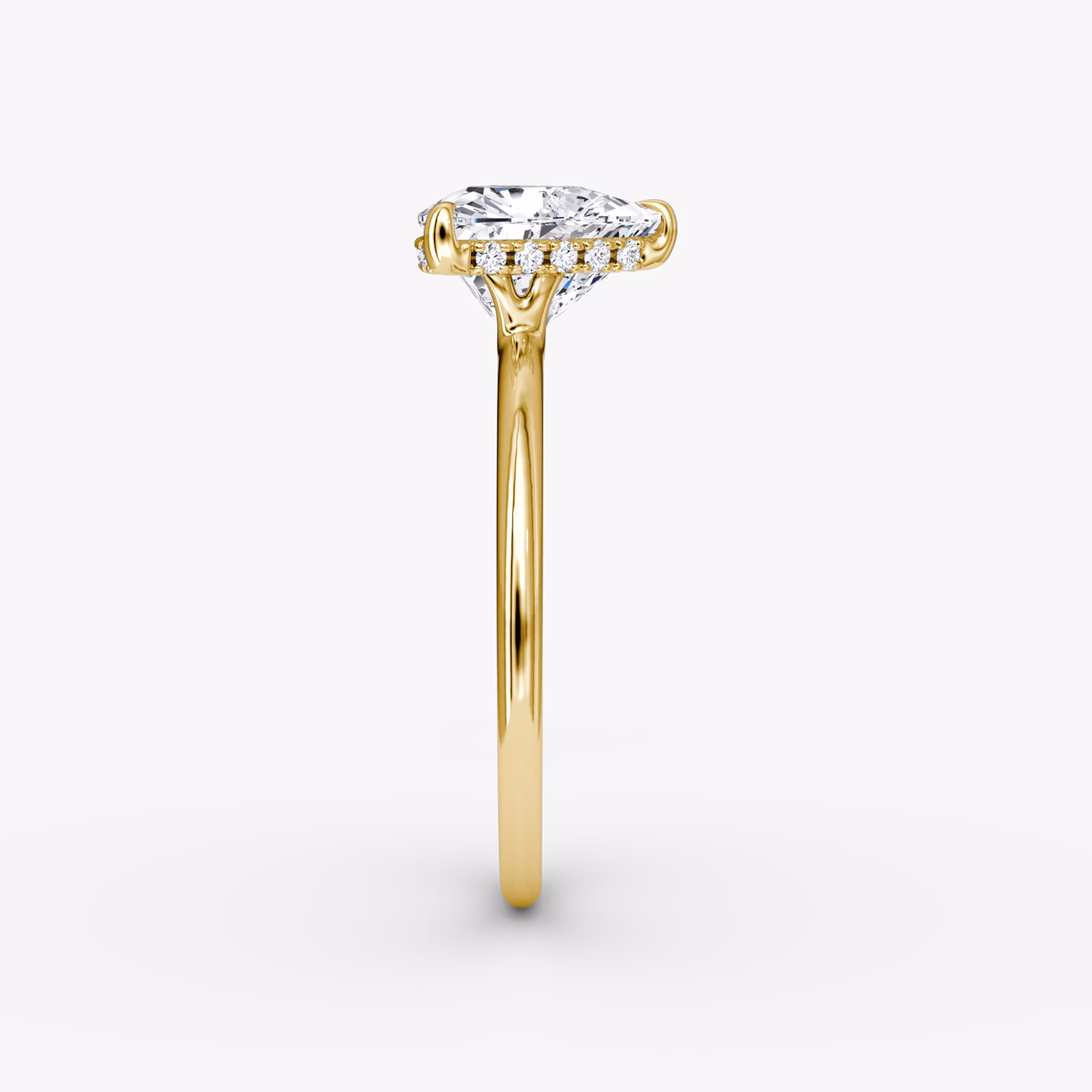 The Signature | Trillion | 18k | Yellow Gold | bandAccent: Plain | bandWidth: standard | hiddenHalo: yes | diamondOrientation: vertical | caratWeight: other
