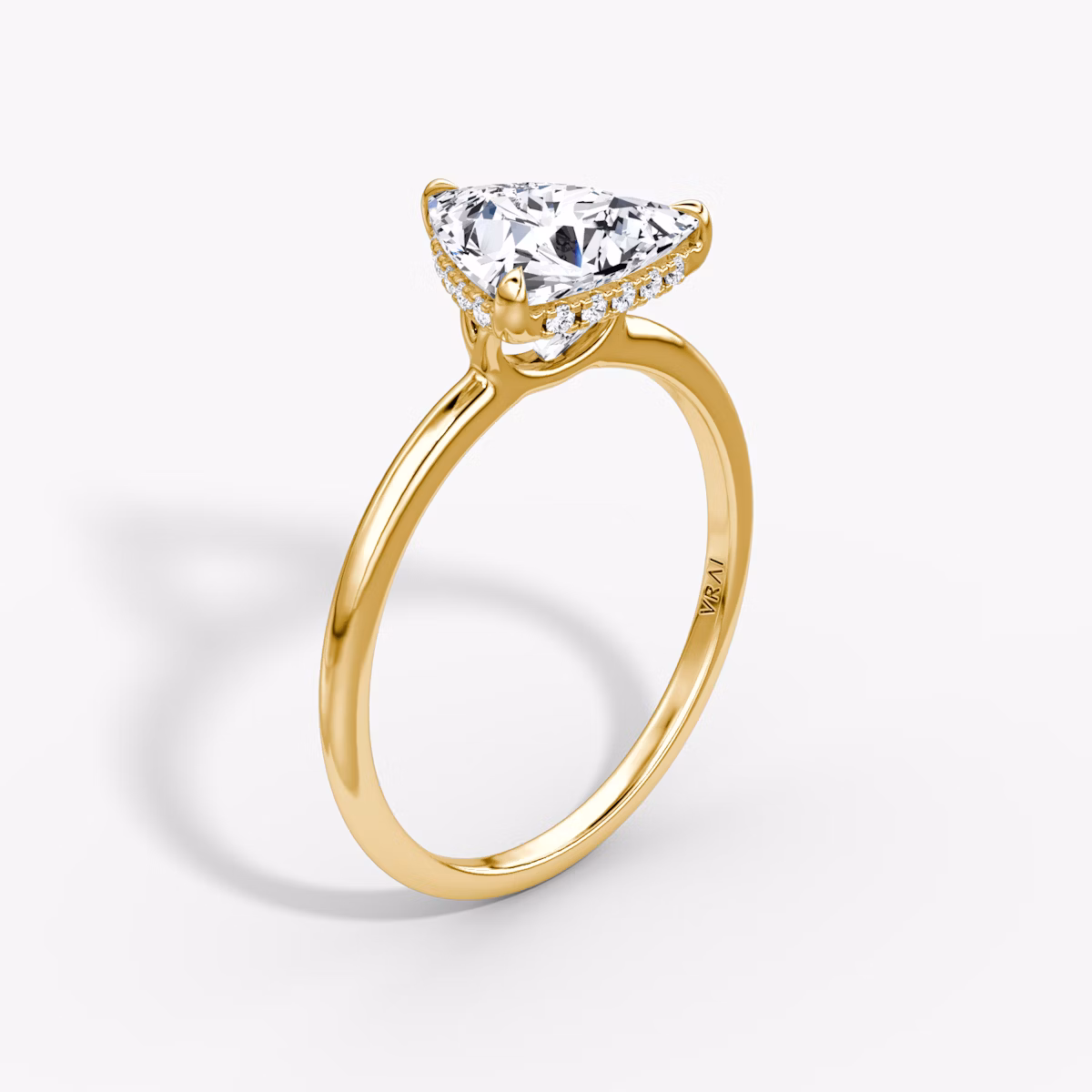 The Signature | Trillion | 18k | Yellow Gold | bandAccent: Plain | bandWidth: standard | hiddenHalo: yes | diamondOrientation: vertical | caratWeight: other