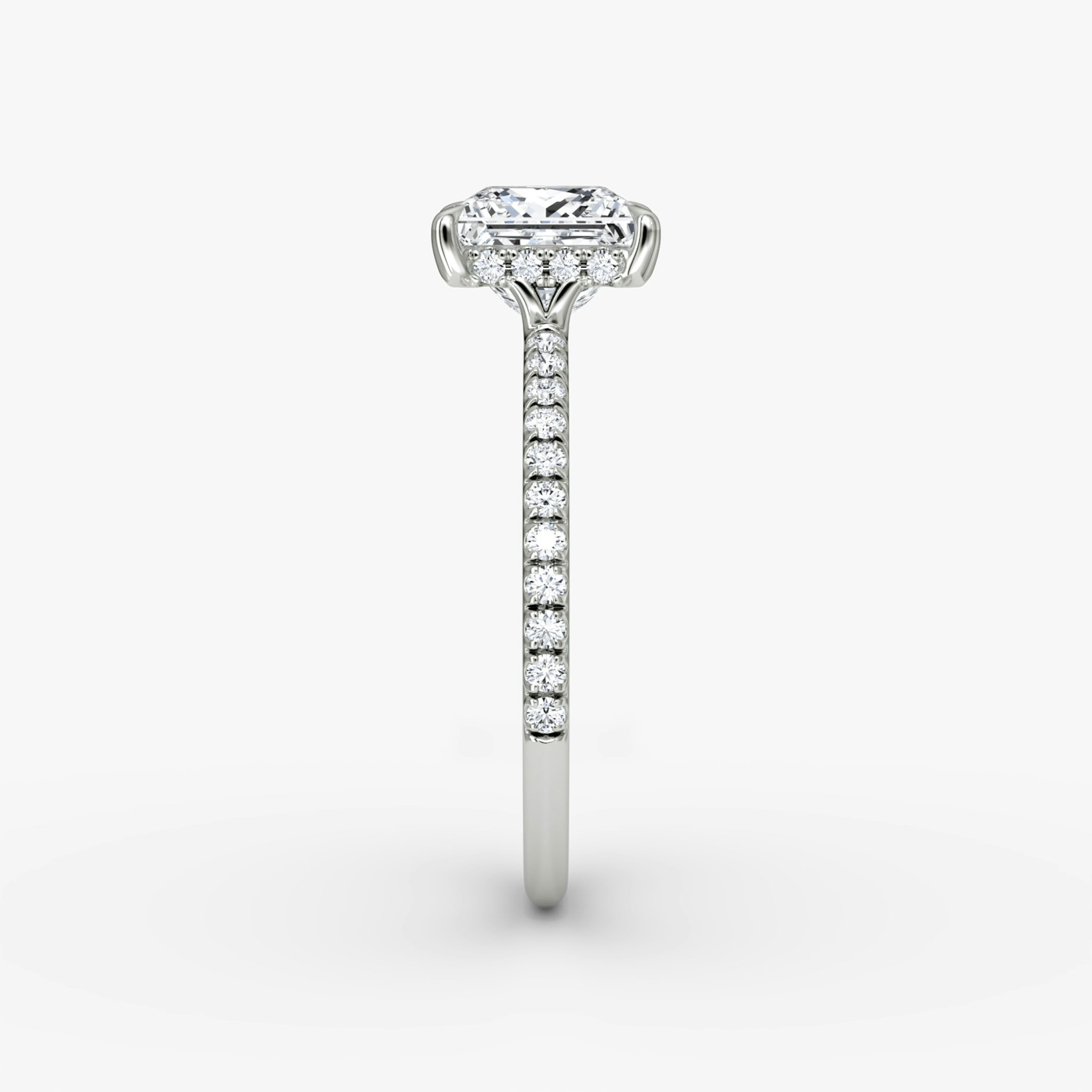 The Signature | Princess | 18k | White Gold | bandAccent: Pavé | bandWidth: standard | hiddenHalo: yes | diamondOrientation: vertical | caratWeight: other