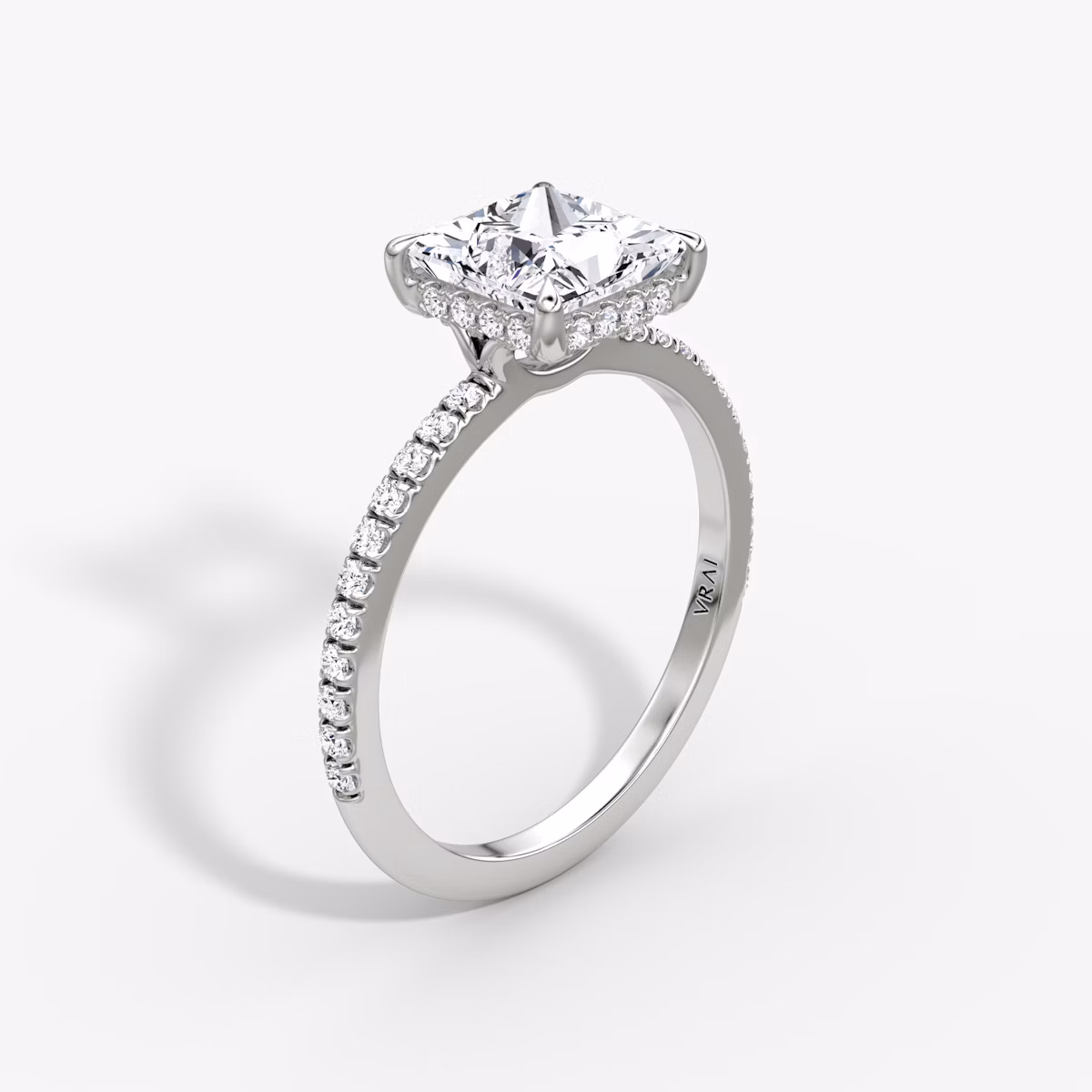 the signature hidden halo engagement ring princess pave white gold