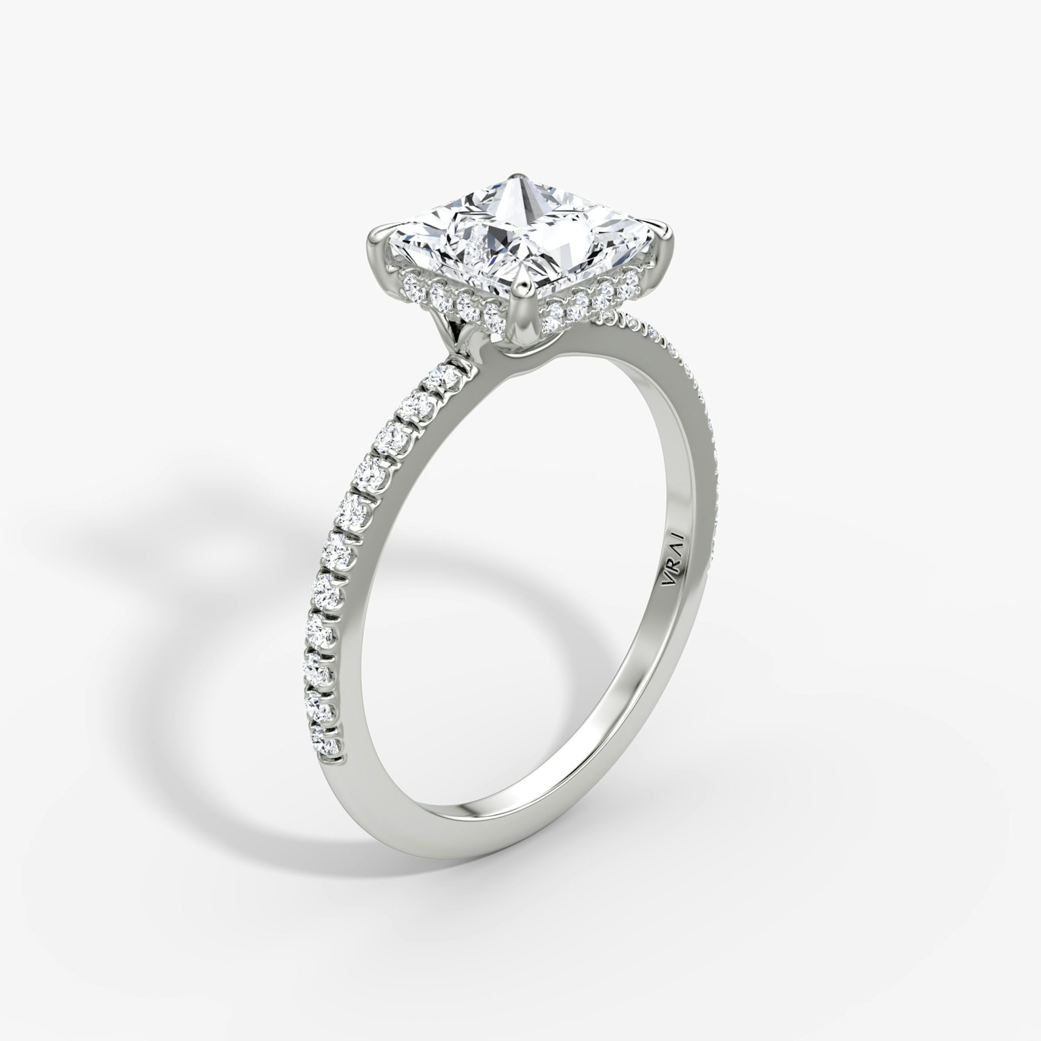 the signature hidden halo engagement ring princess pave white gold
