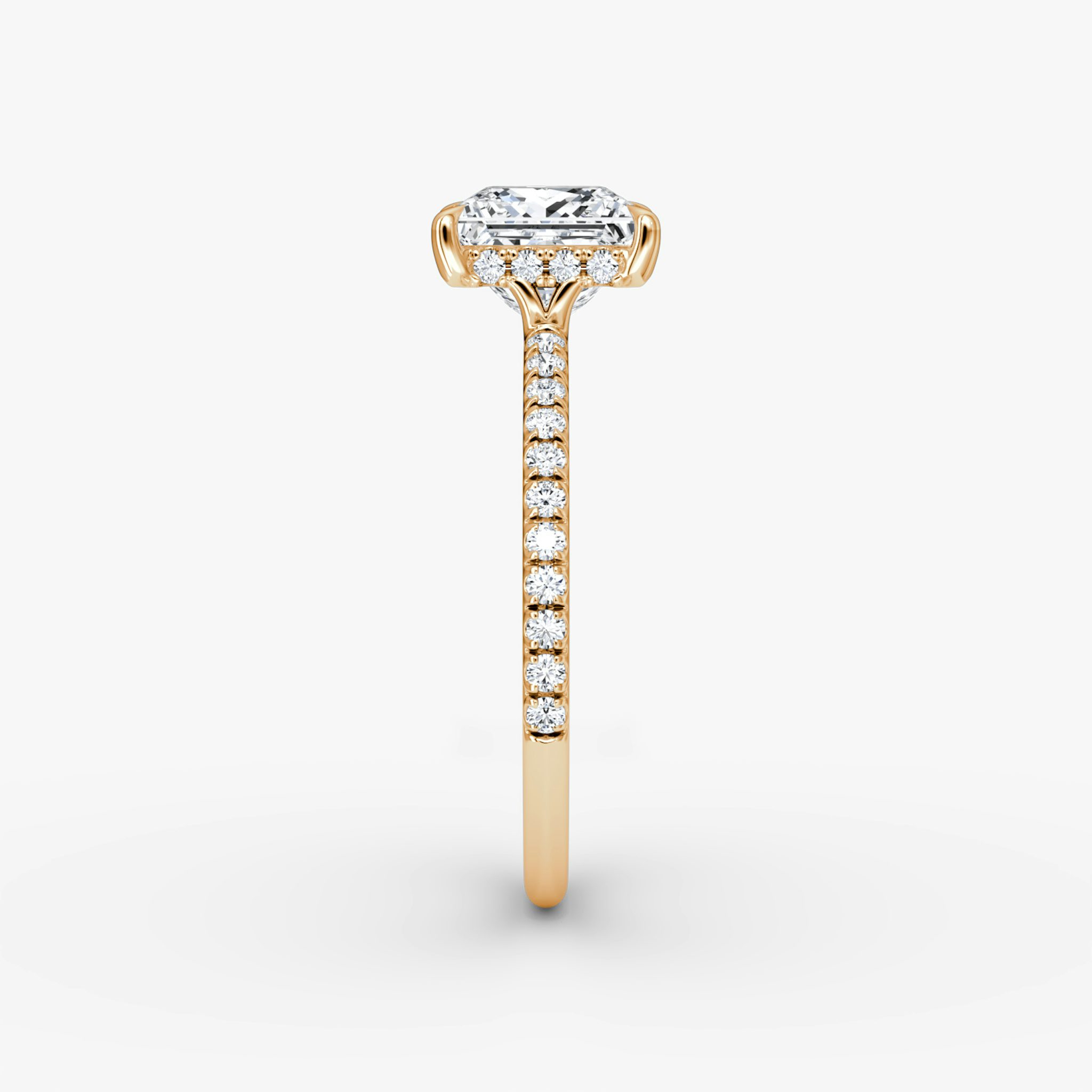 The Signature | Princess | 14k | Rose Gold | bandAccent: Pavé | bandWidth: standard | hiddenHalo: yes | diamondOrientation: vertical | caratWeight: other