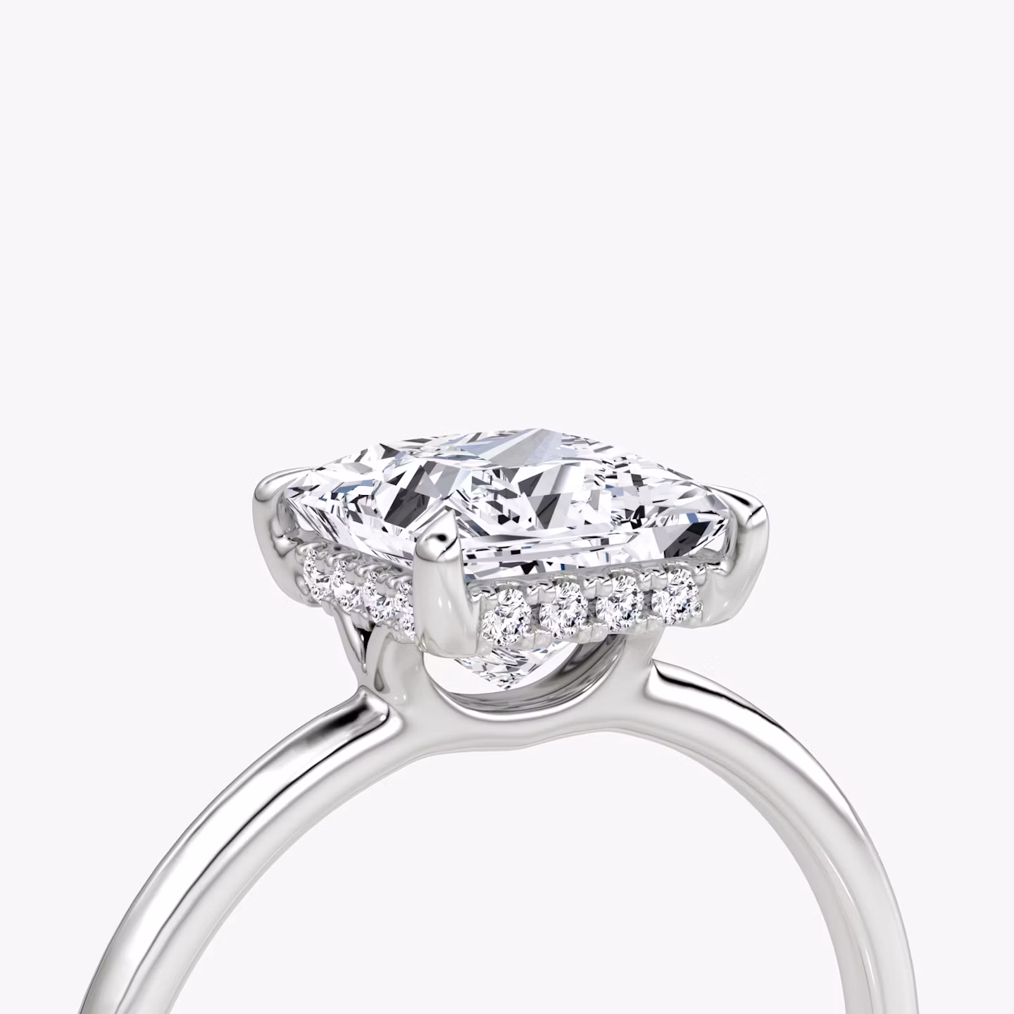 Signature | Princess | 18k | Weißgold | bandAccent: Ohne Pavé-Besatz | bandWidth: standard | hiddenHalo: yes | diamondOrientation: vertical | caratWeight: other
