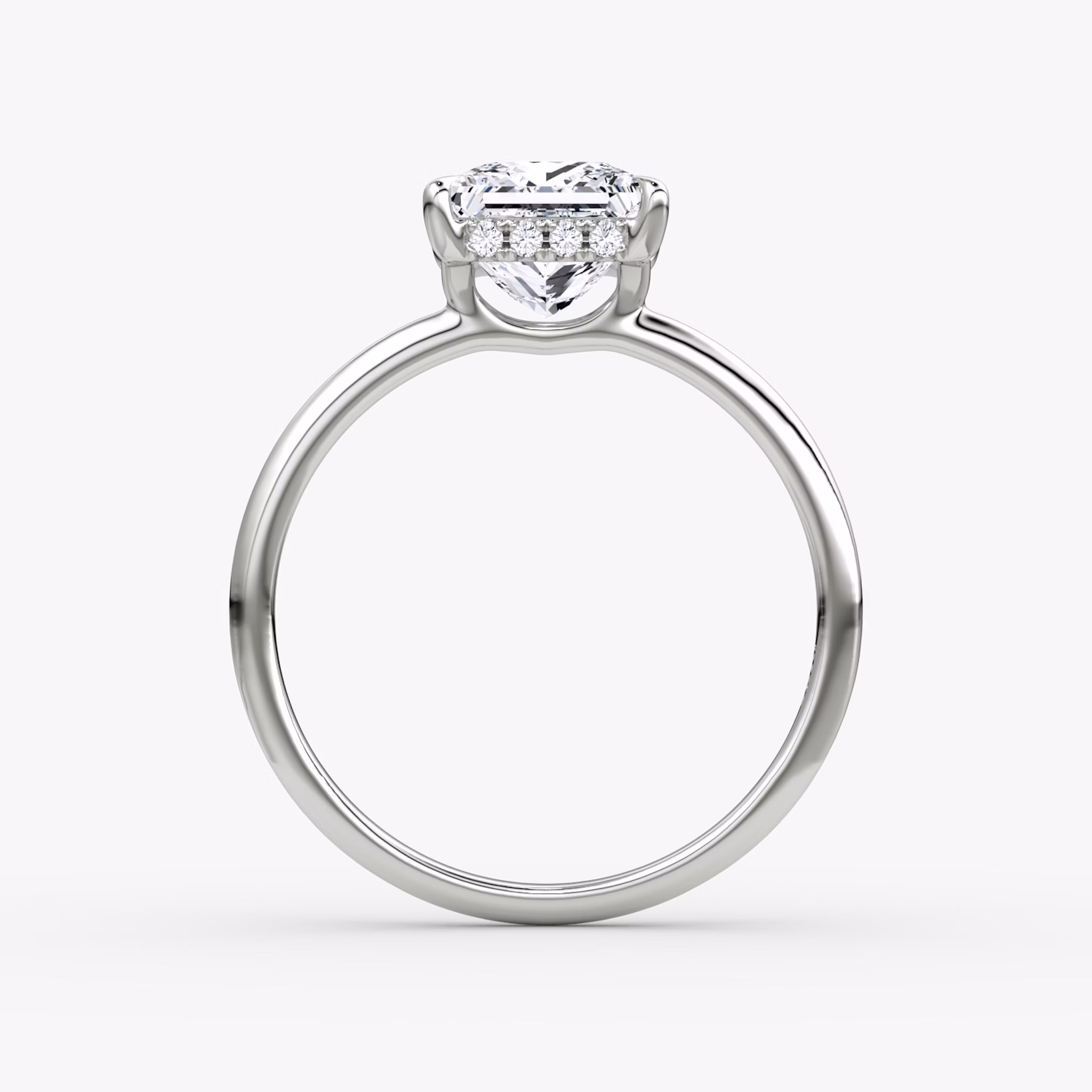 The Signature | Princess | 18k | White Gold | bandAccent: Plain | bandWidth: standard | hiddenHalo: yes | diamondOrientation: vertical | caratWeight: other