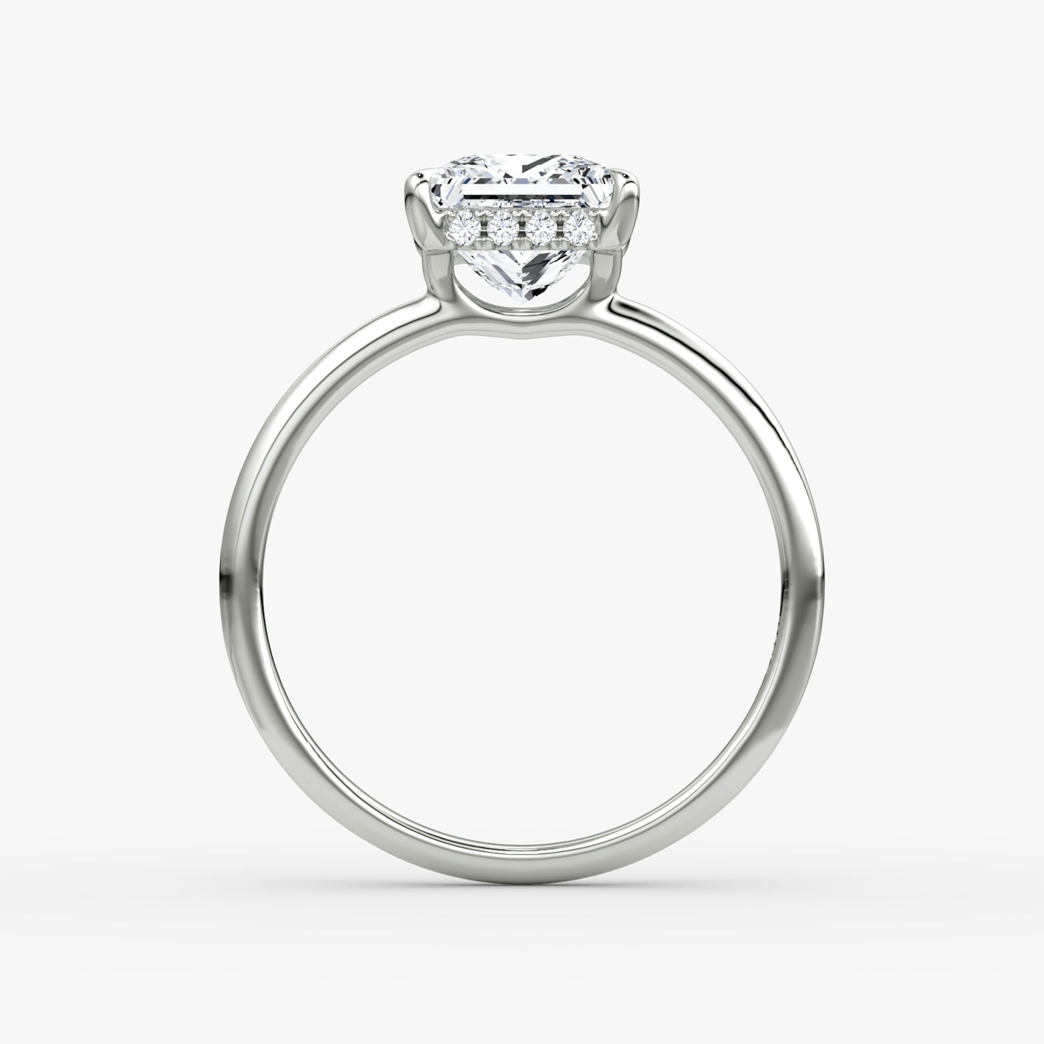 The Signature | Princess | 18k | White Gold | bandAccent: Plain | bandWidth: standard | hiddenHalo: yes | diamondOrientation: vertical | caratWeight: other