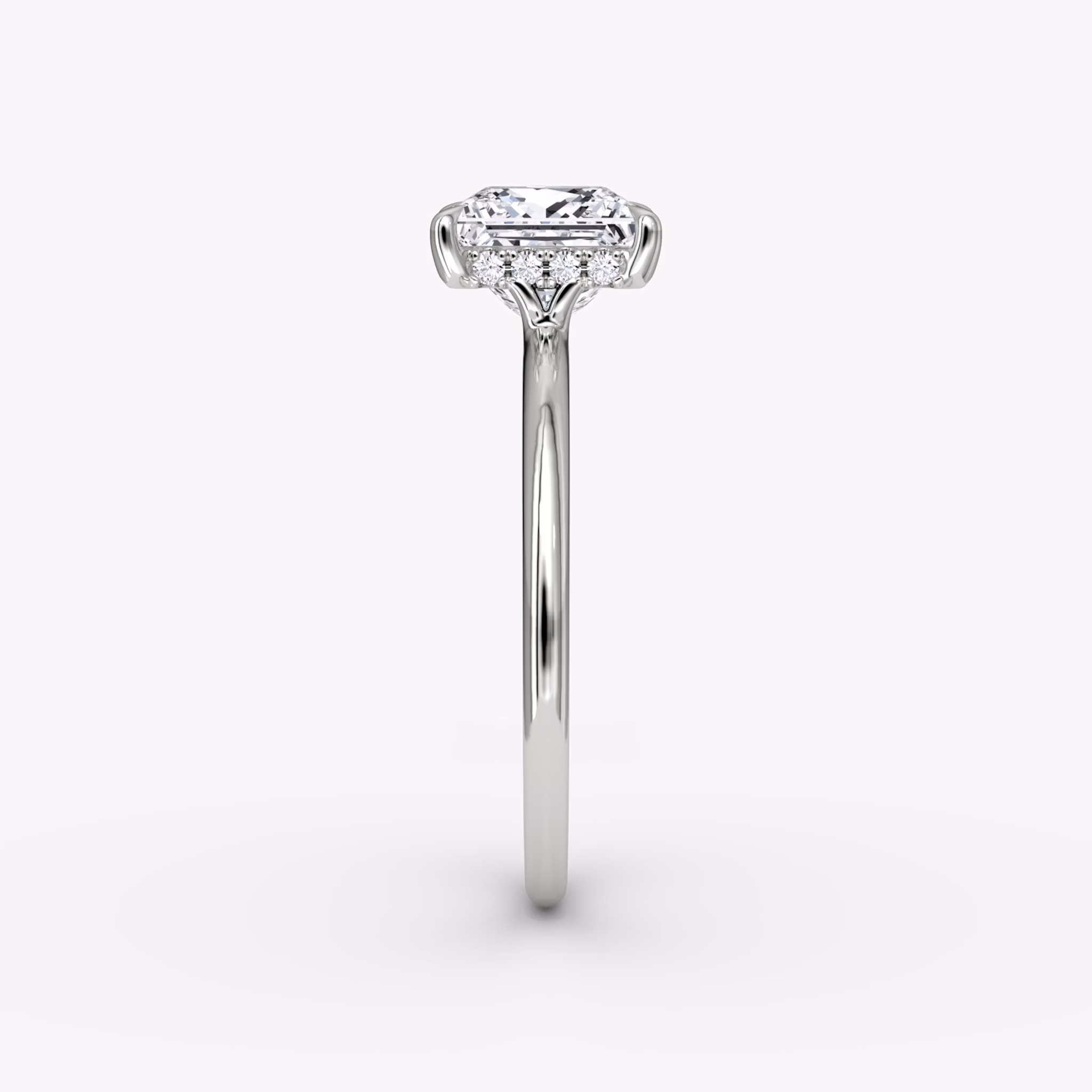 The Signature | Princess | 18k | White Gold | bandAccent: Plain | bandWidth: standard | hiddenHalo: yes | diamondOrientation: vertical | caratWeight: other