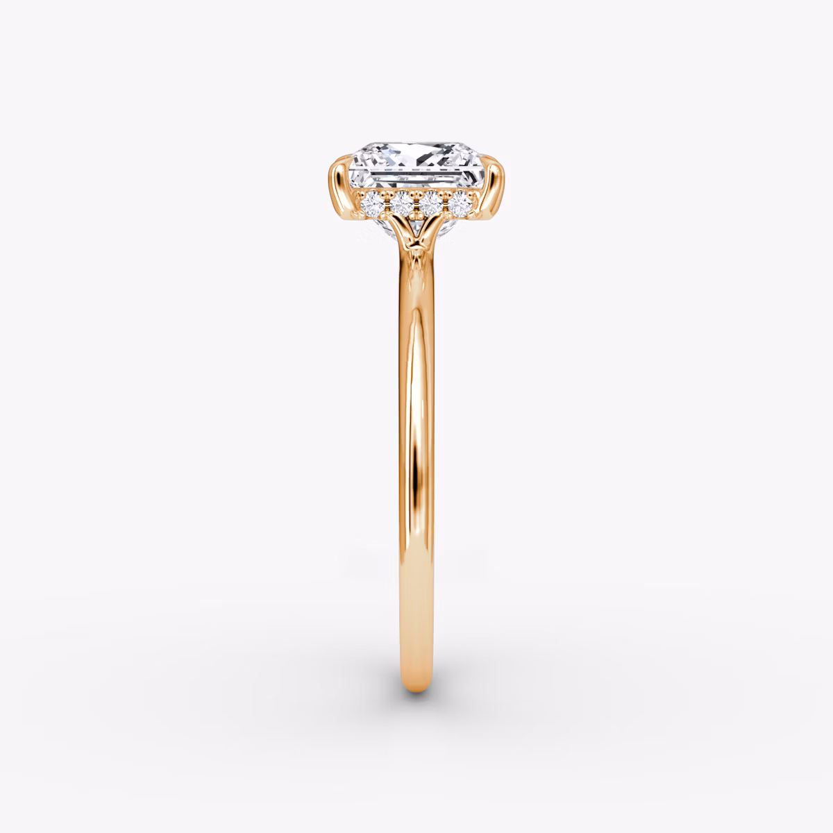 The Signature | Princess | 14k | Rose Gold | bandAccent: Plain | bandWidth: standard | hiddenHalo: yes | diamondOrientation: vertical | caratWeight: other